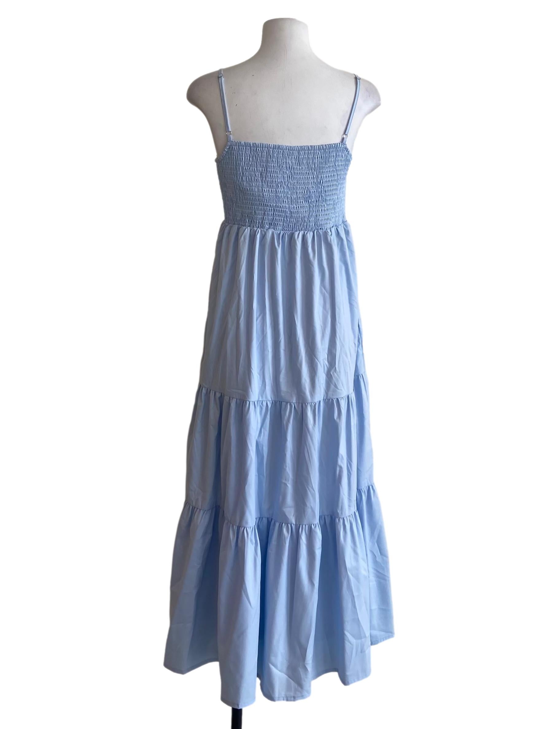 Blue Sleeveless Layered Empire Dress