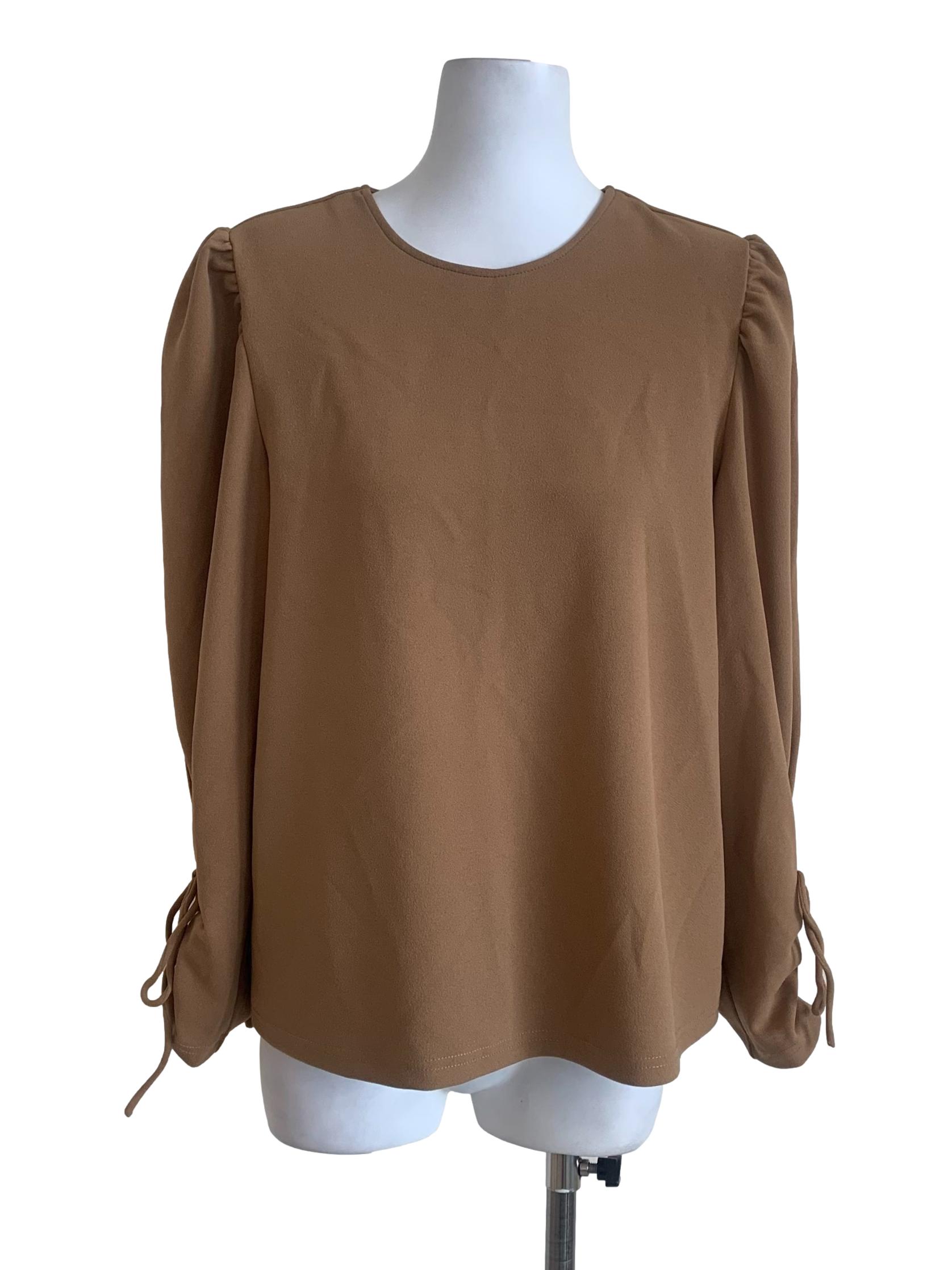 Tortilla Brown Round Neck Top