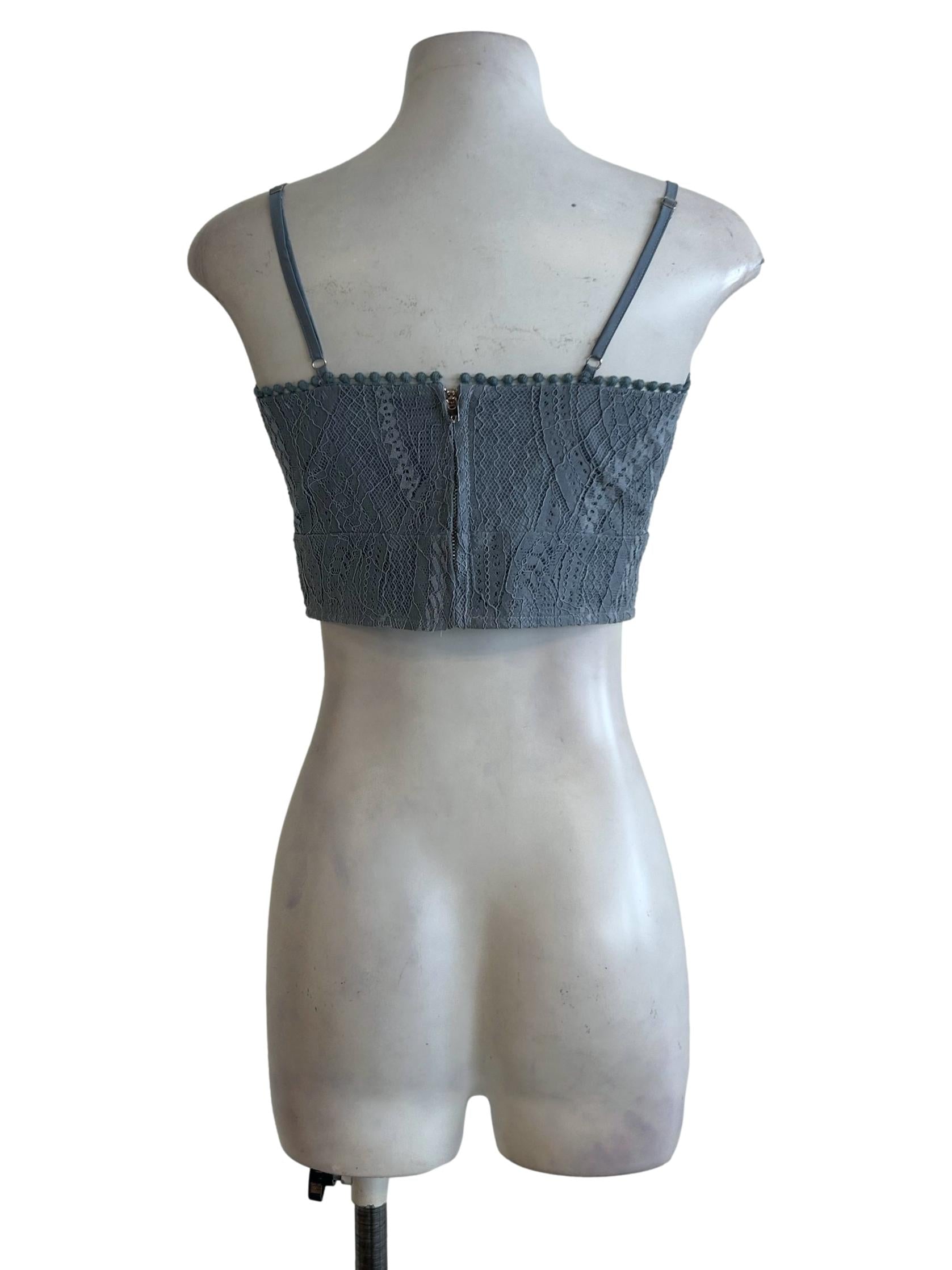 Stone Blue Lace Cami Crop Top