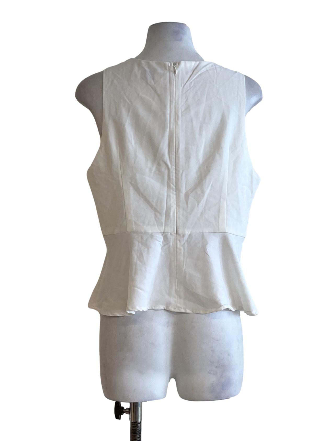 White Jewel Neckline Sleeveless Top