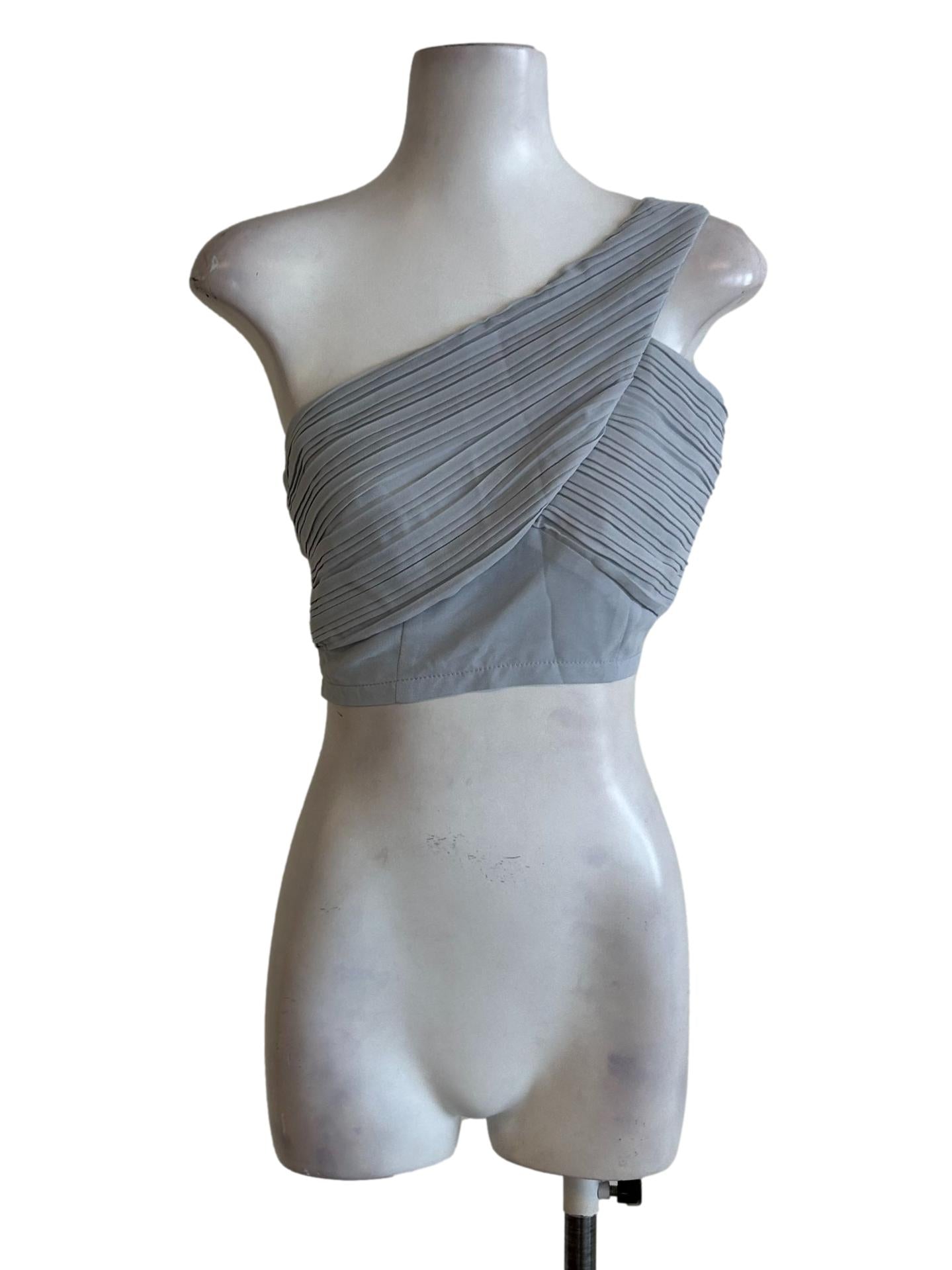 Light Blue Pleated Chiffon Top