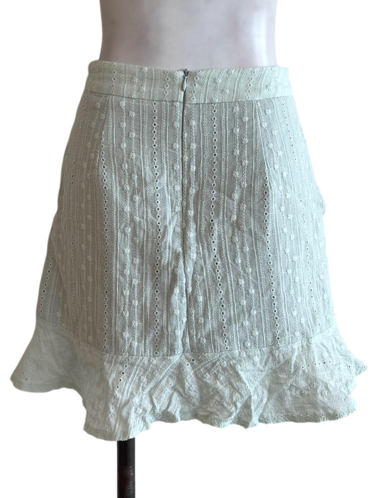 Mint Green Embroidered Mini Skirt