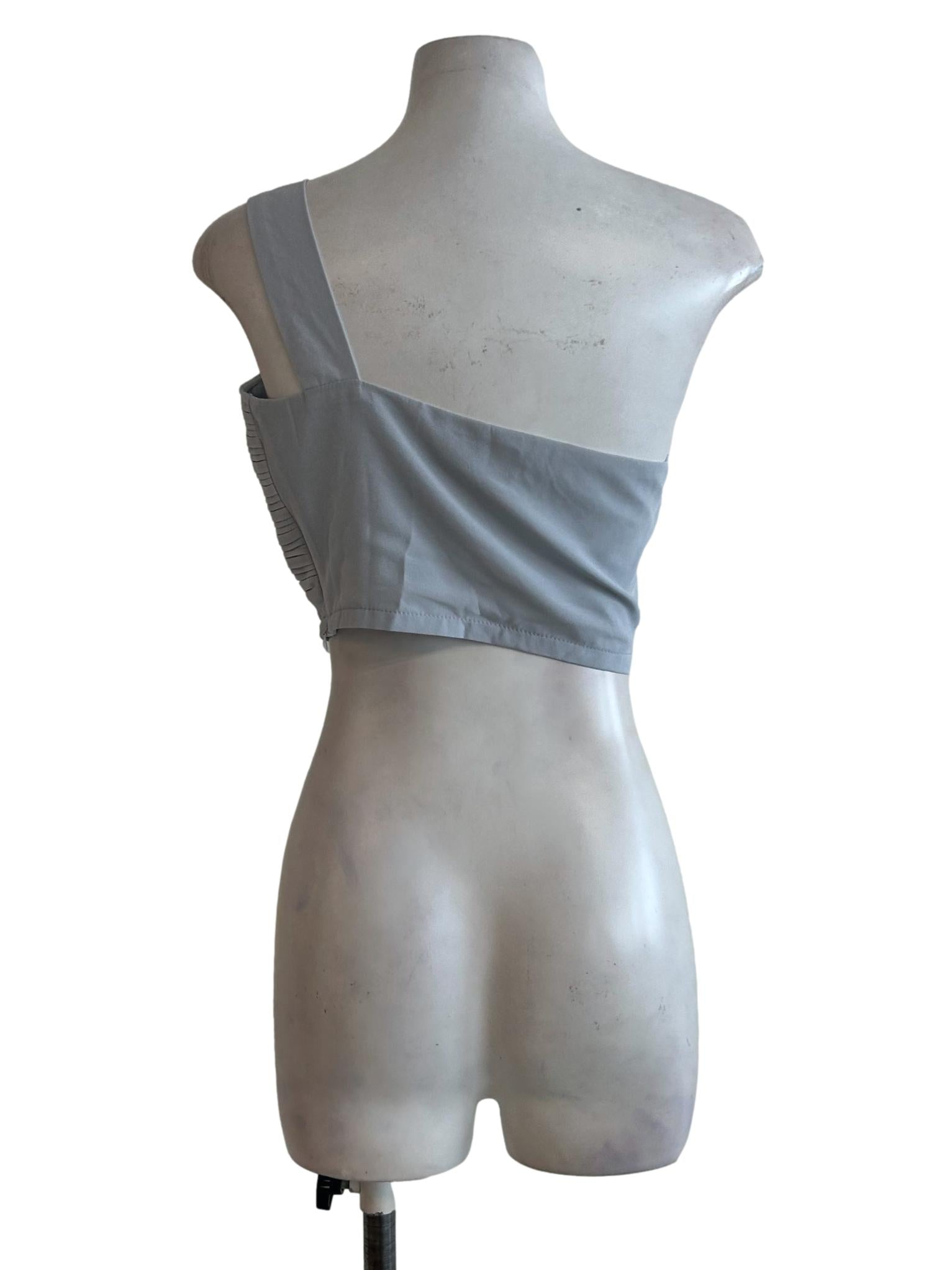 Light Blue Pleated Chiffon Top