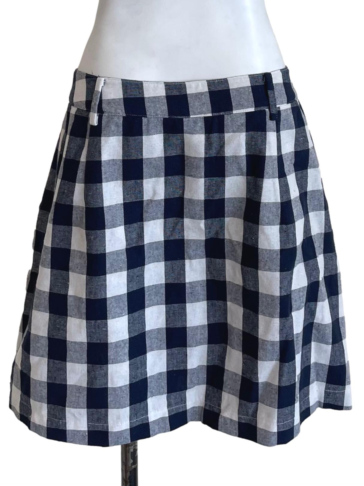 Denim Gingham Patch Pocket Skirt