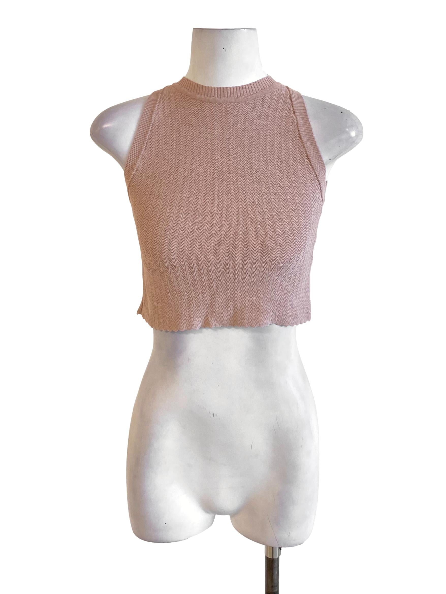 Dusty Pink Knit Fitted Tank Top LB