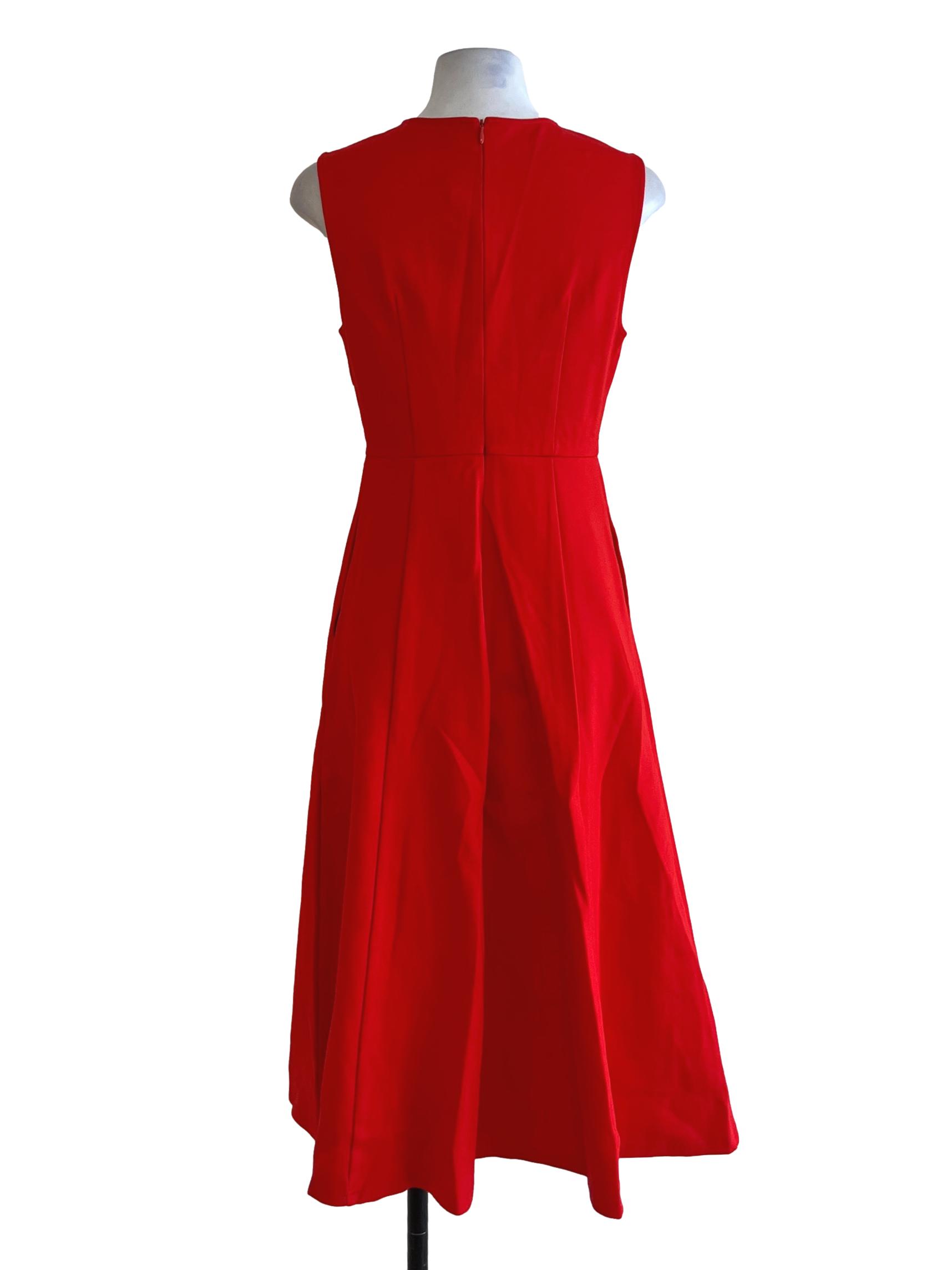 Rose Red Jewel Neckline A-Line Dress LB
