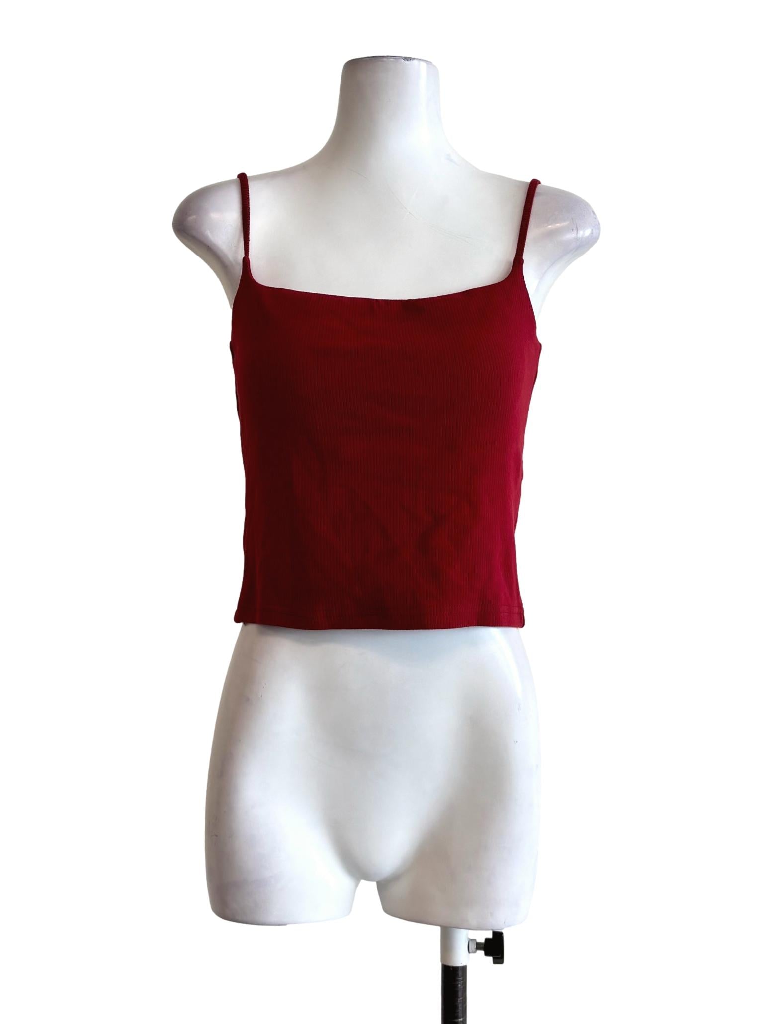 Crimson Red Ribbed Camisole Top