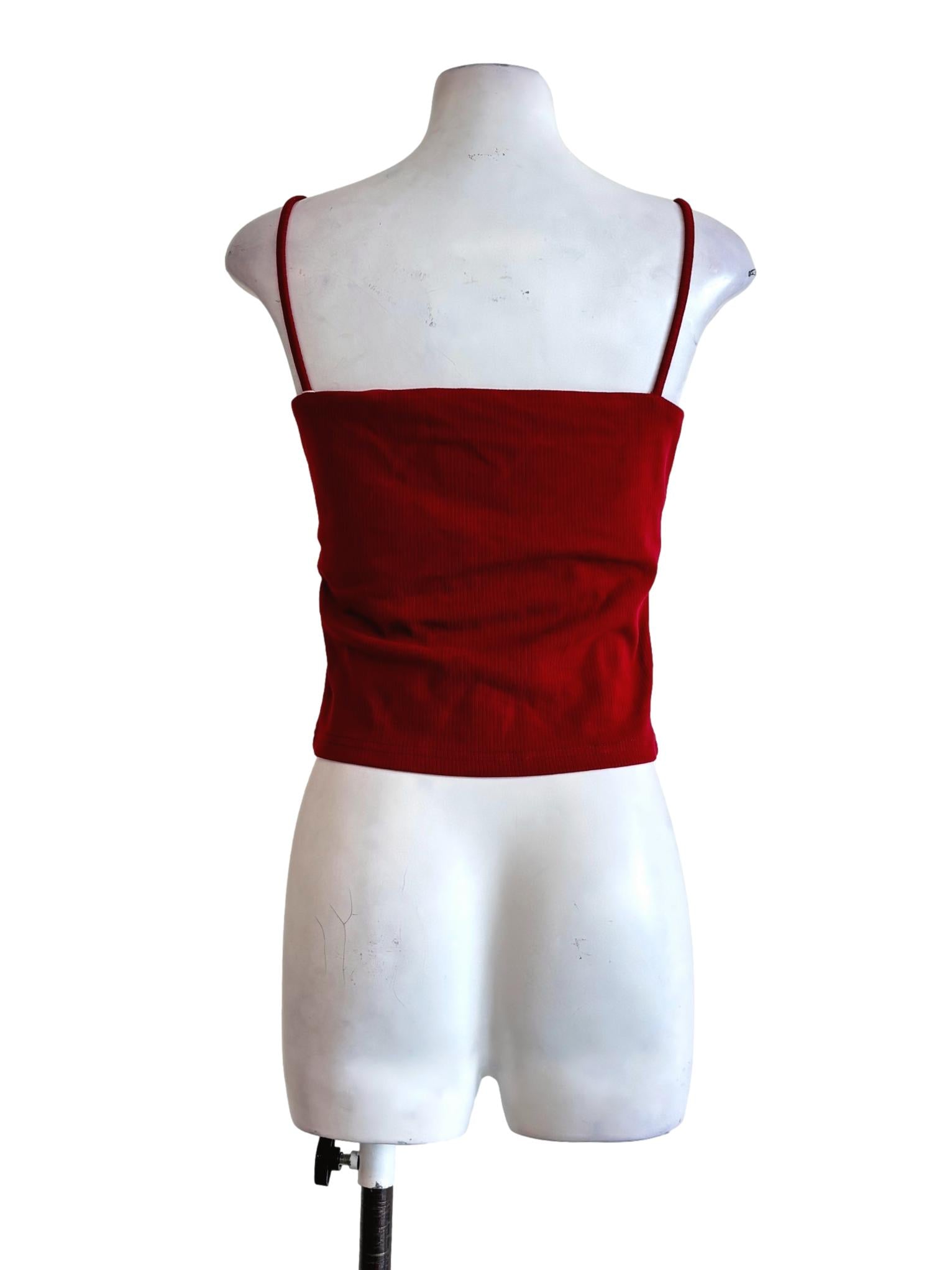 Crimson Red Ribbed Camisole Top