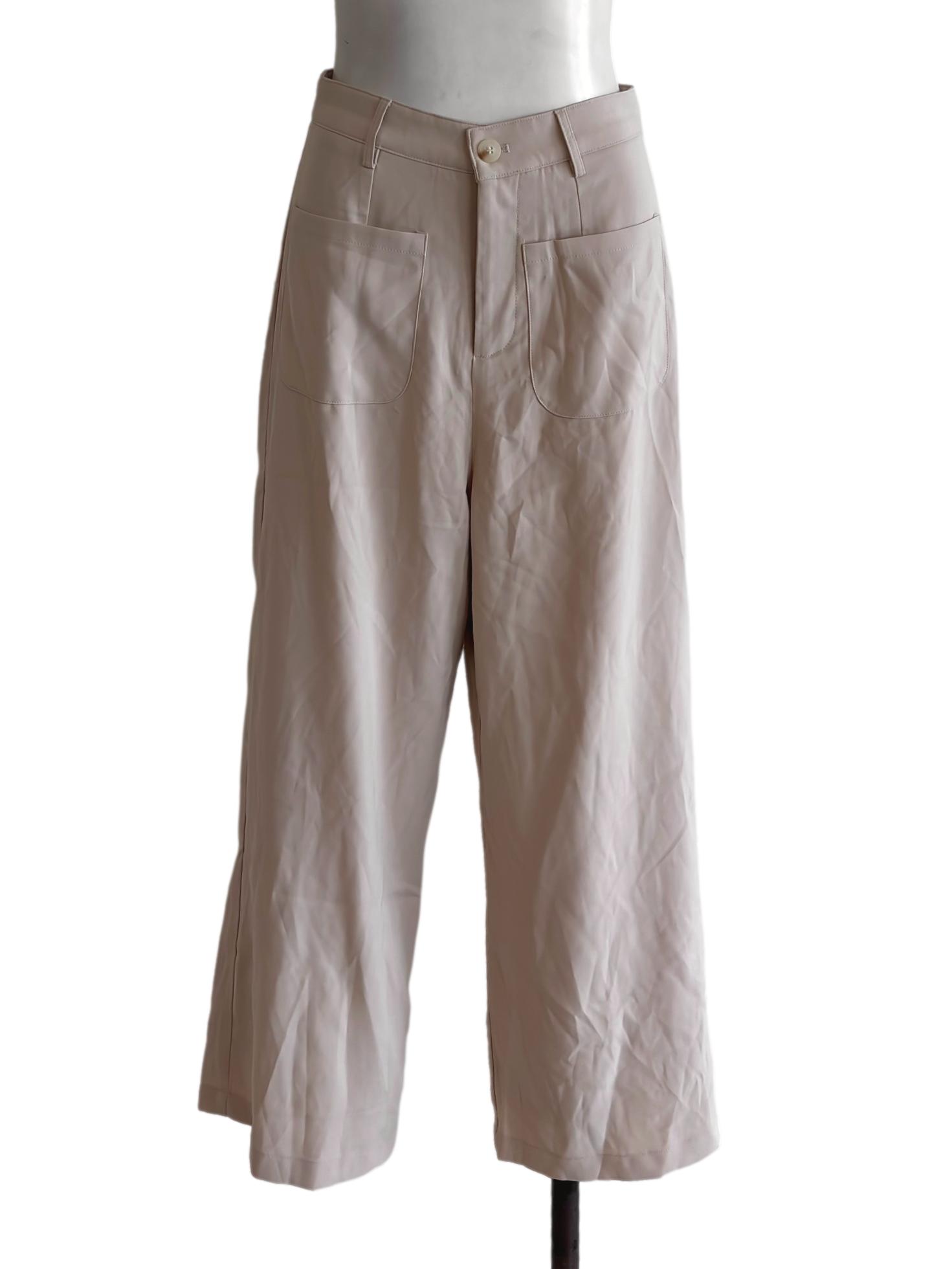 Nude Beige Pocket Detail High Waist Pants