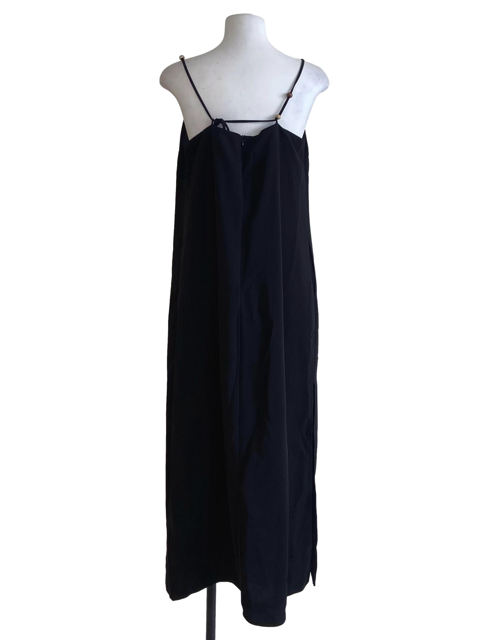 Black Herringbone Slit Dress