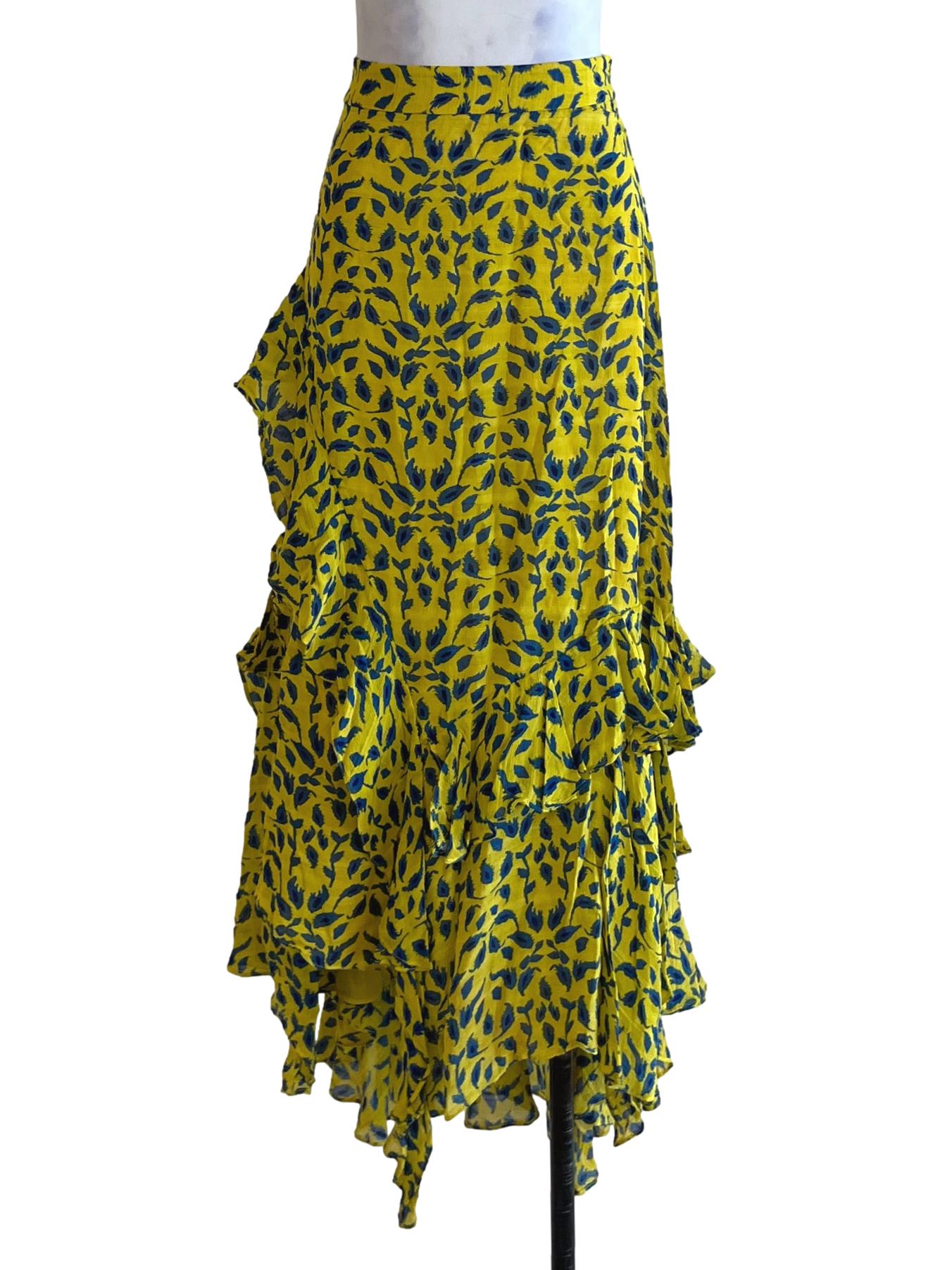 Butter Yellow Floral A-Line Skirt