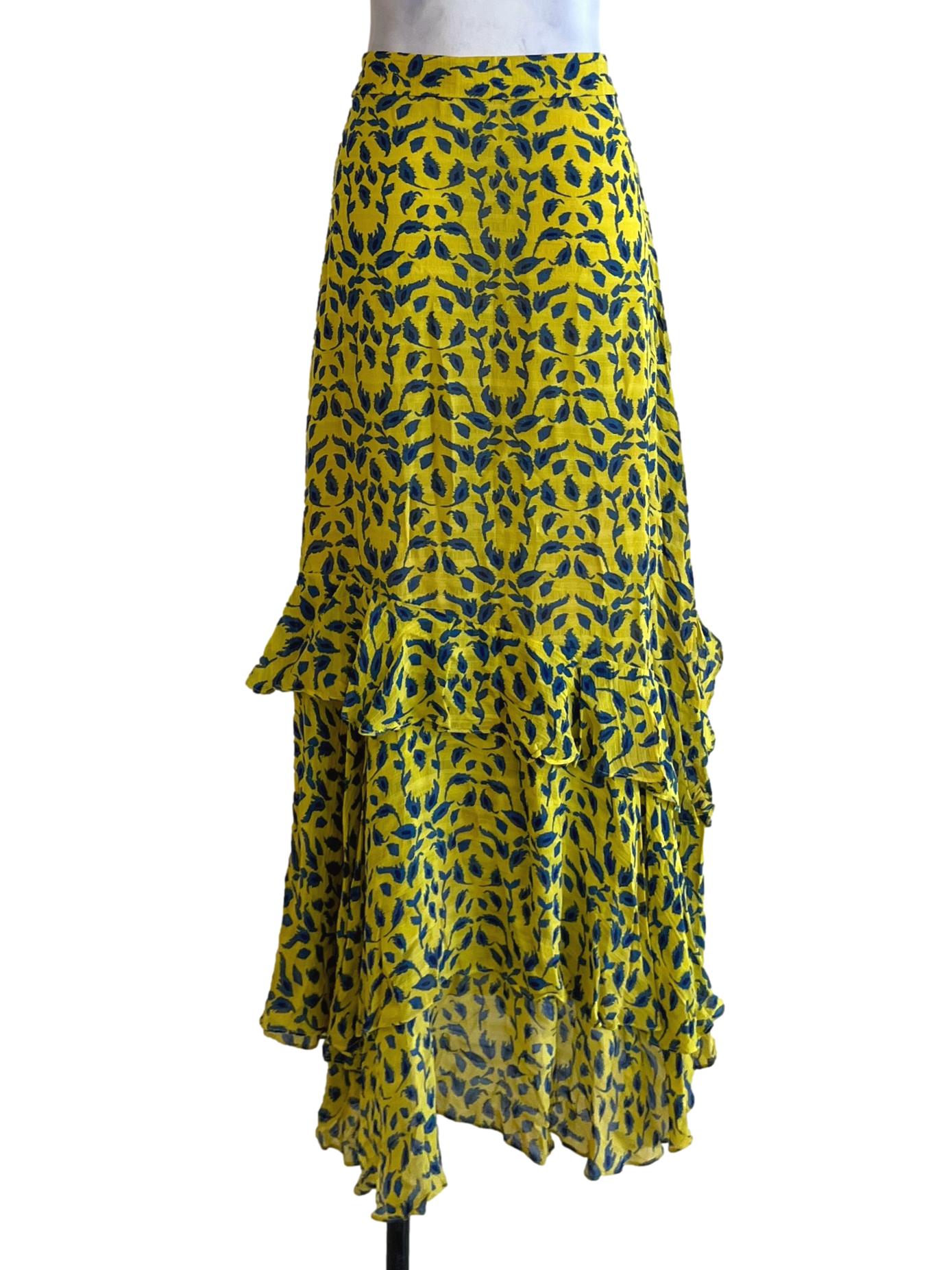 Butter Yellow Floral A-Line Skirt