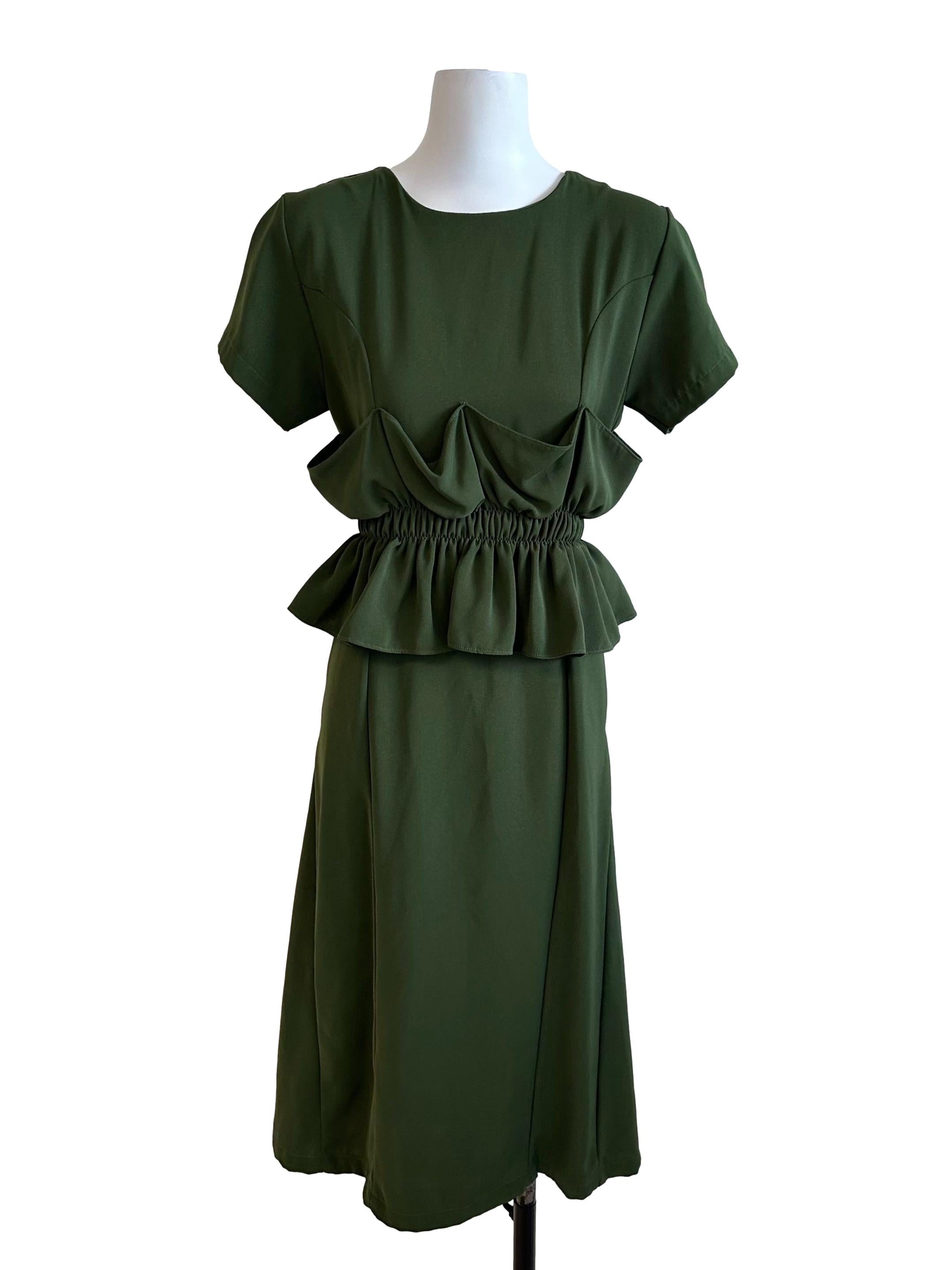 Forest Green Ruffle Peplum Dress