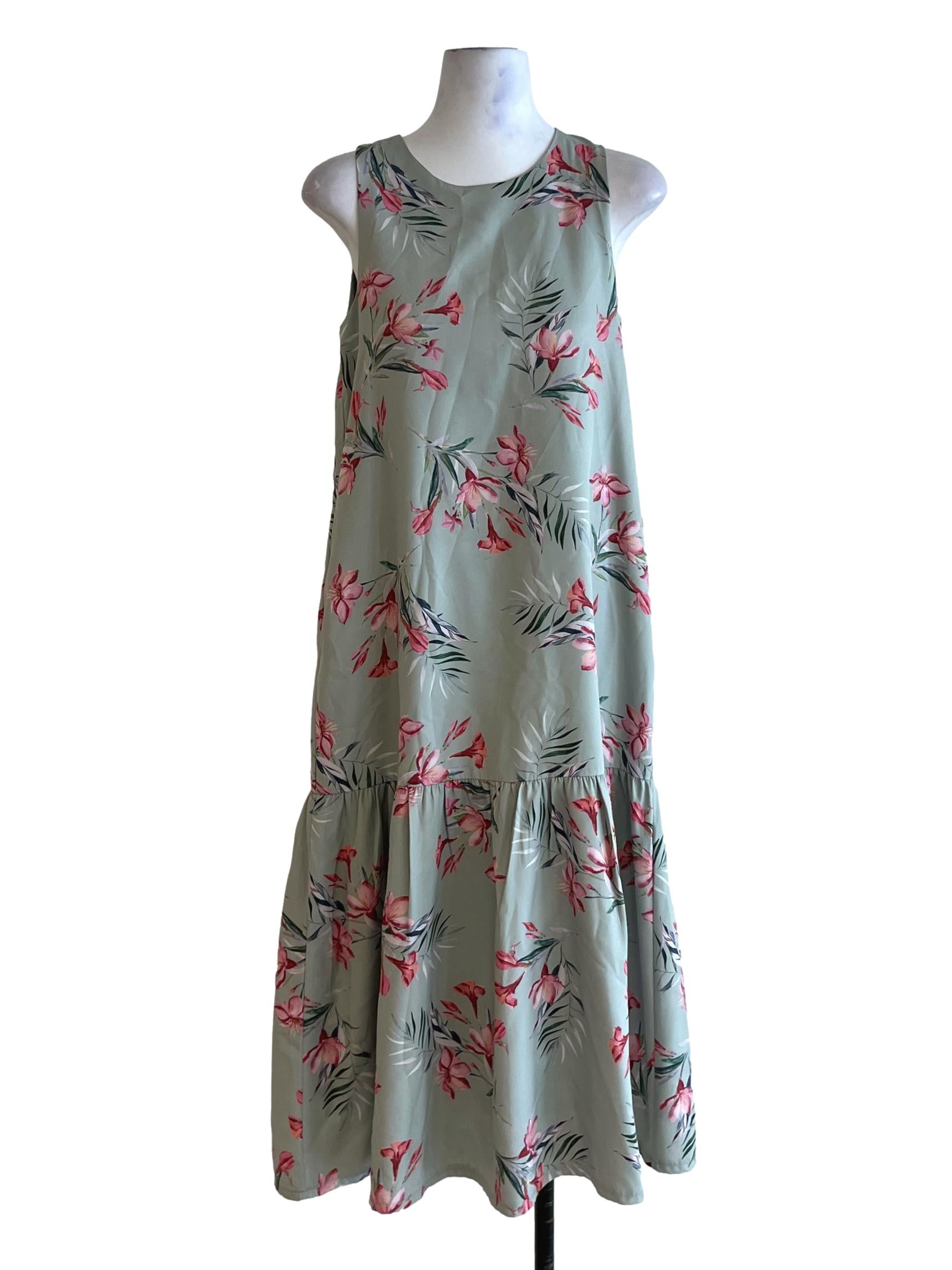 Sage Green Floral Shift Dress