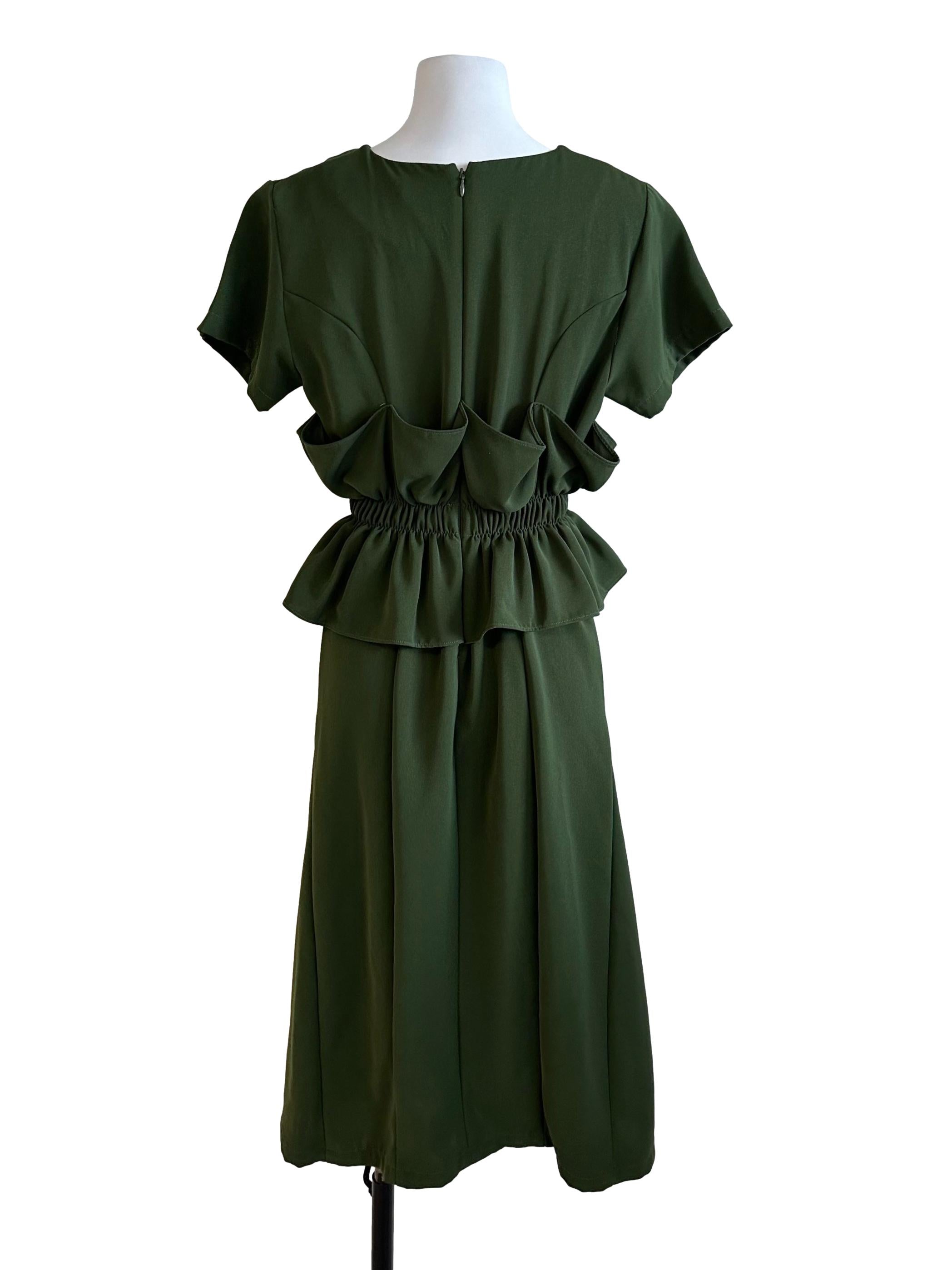 Forest Green Ruffle Peplum Dress