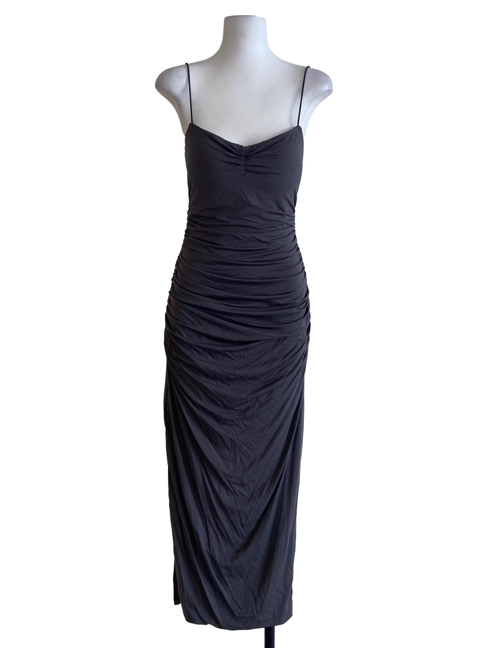 Smoke Grey Spaghetti Strap Bodycon Dress