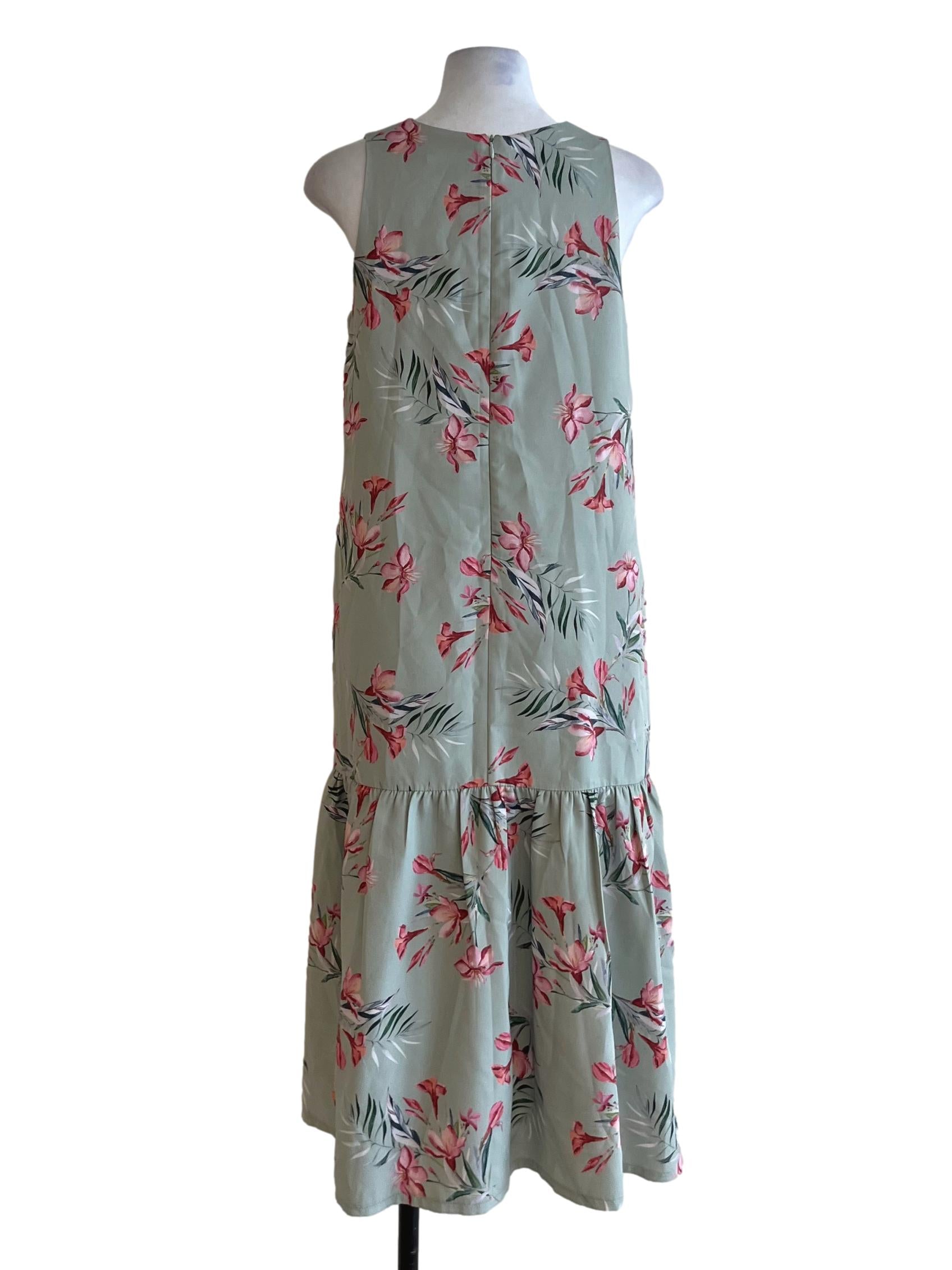 Sage Green Floral Shift Dress