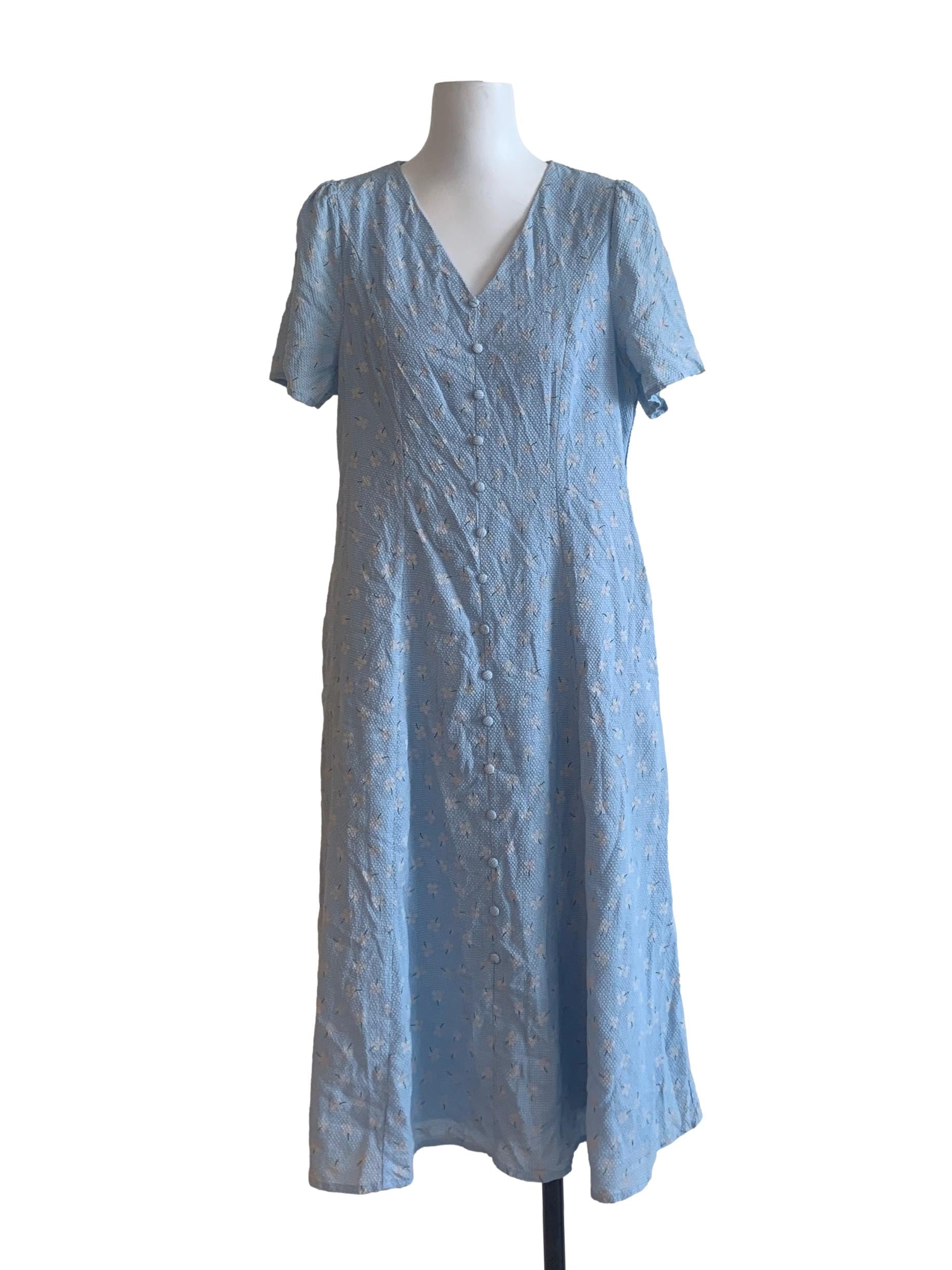 Light Blue Flower Pattern Dress
