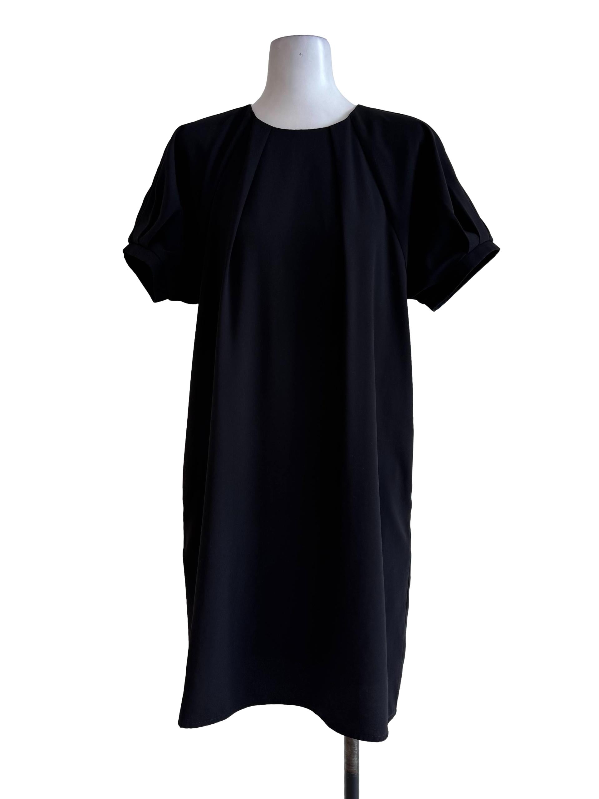 Carbon Black Round Neck Short Sleeve Dress