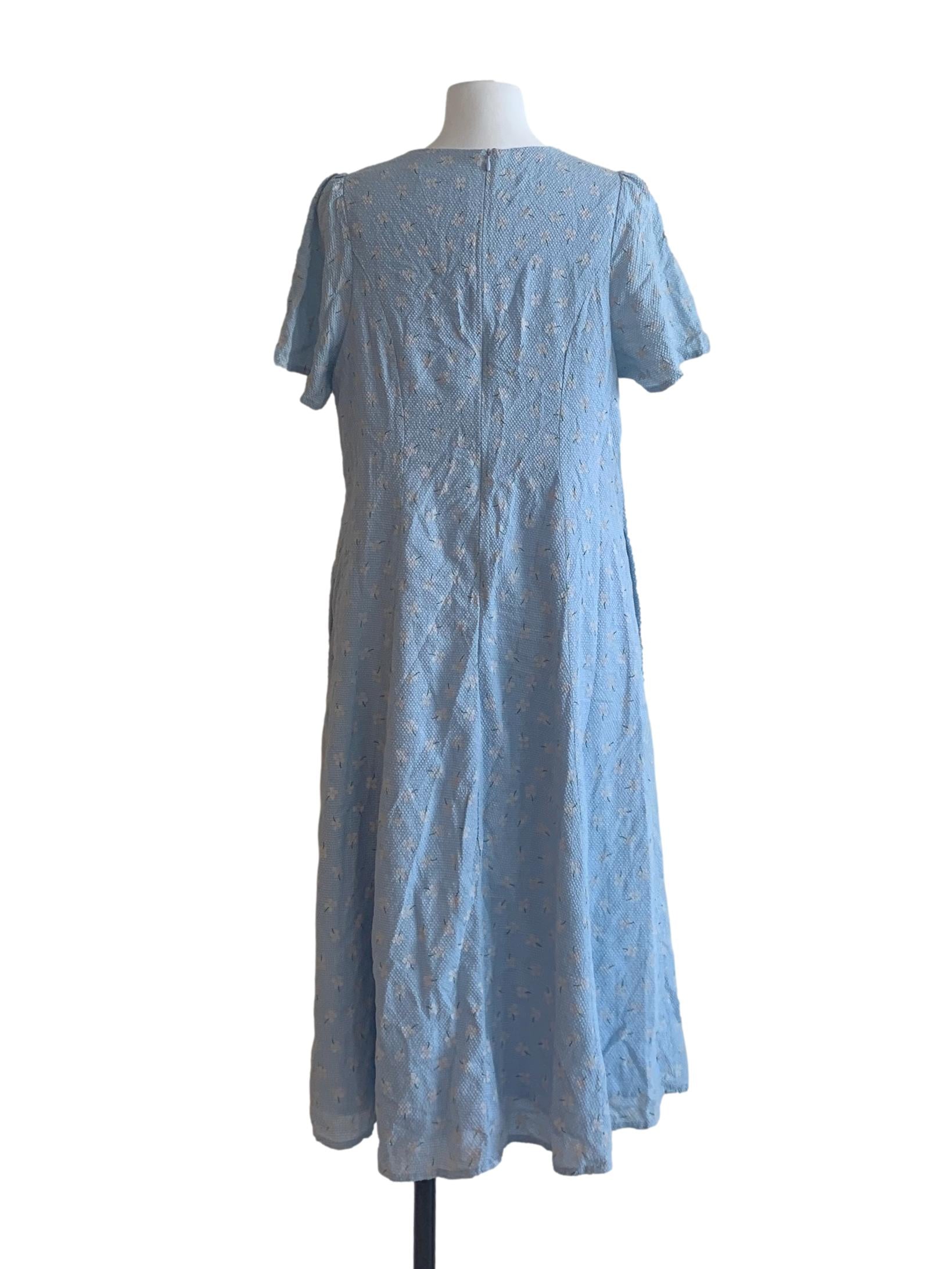 Light Blue Flower Pattern Dress