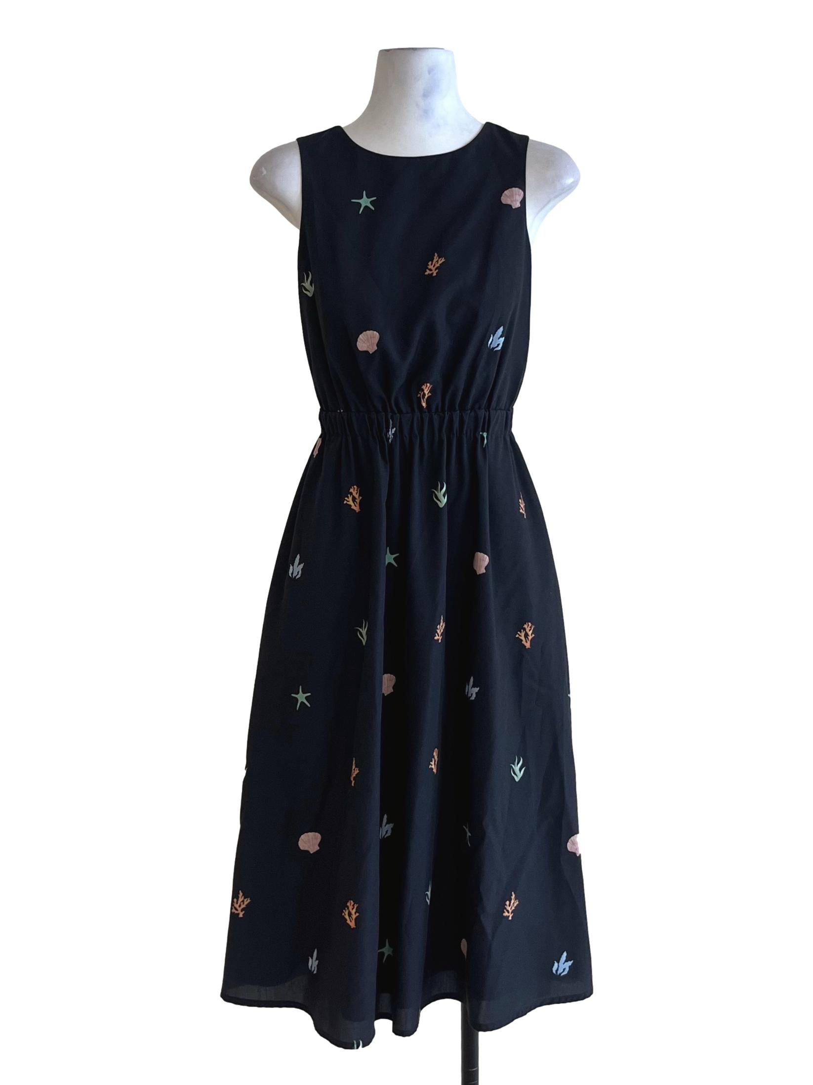 Black Jewel Neckline A-Line Dress LB