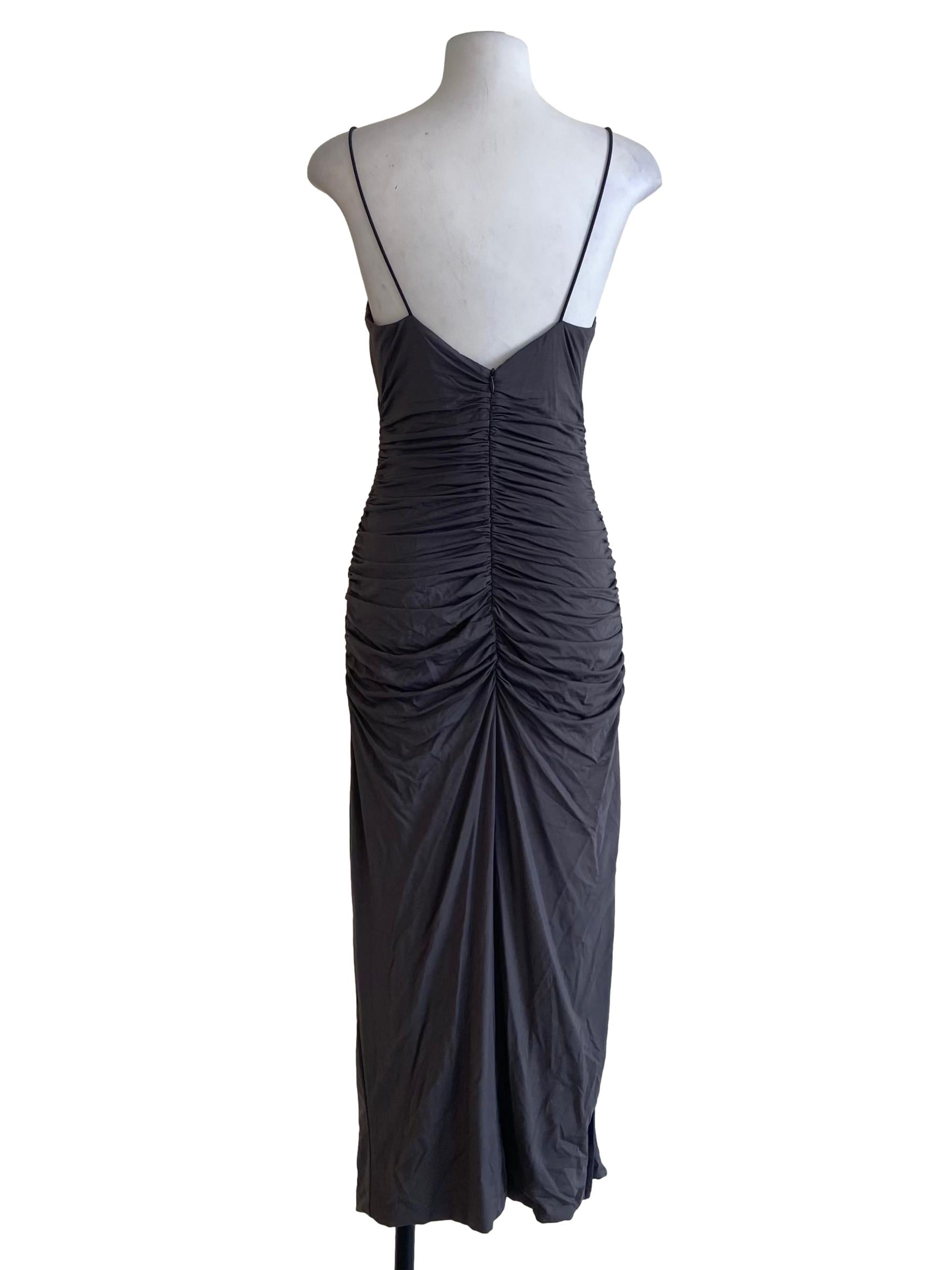 Smoke Grey Spaghetti Strap Bodycon Dress