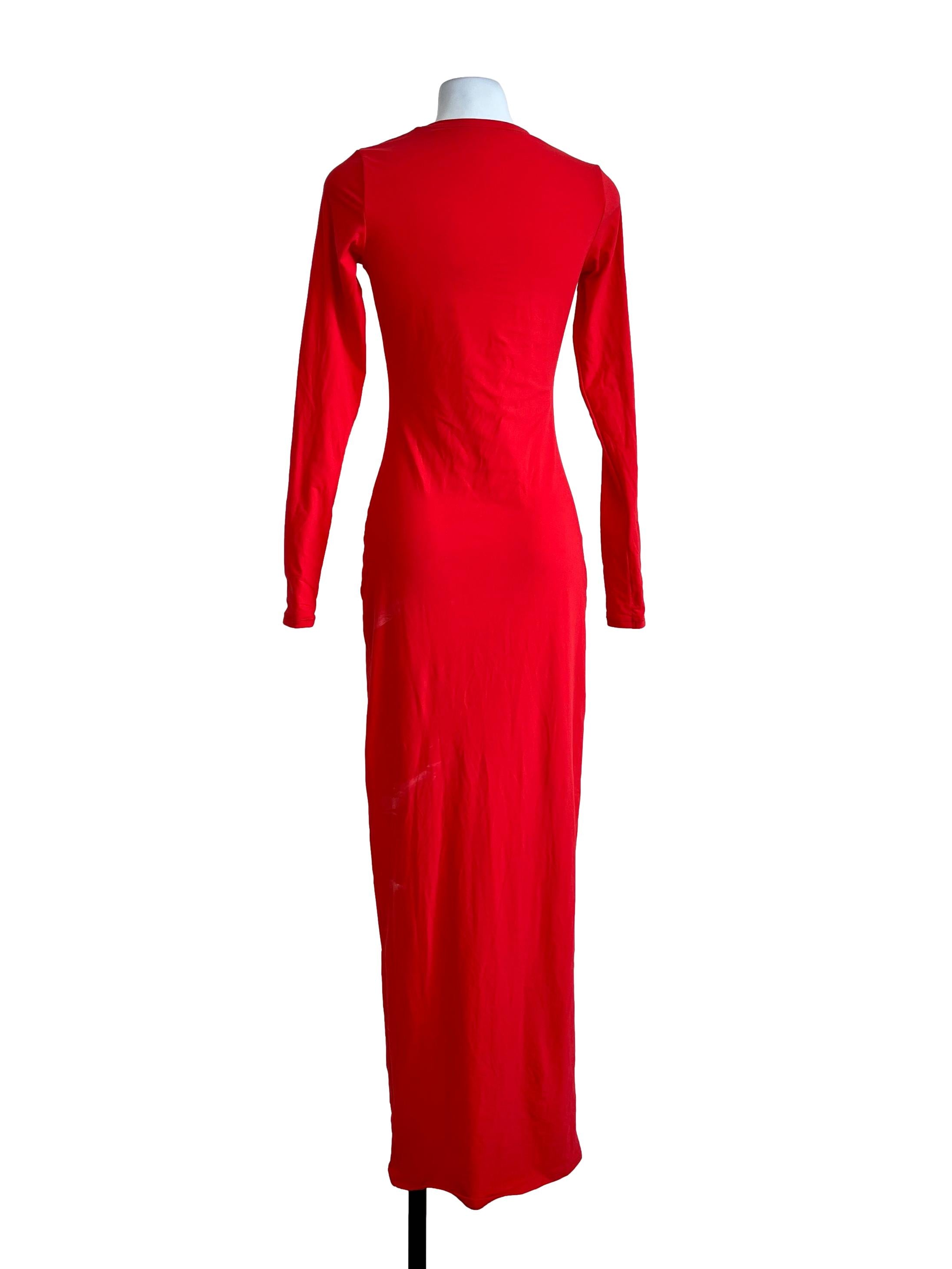Orange Plain Long Sleeves Dress