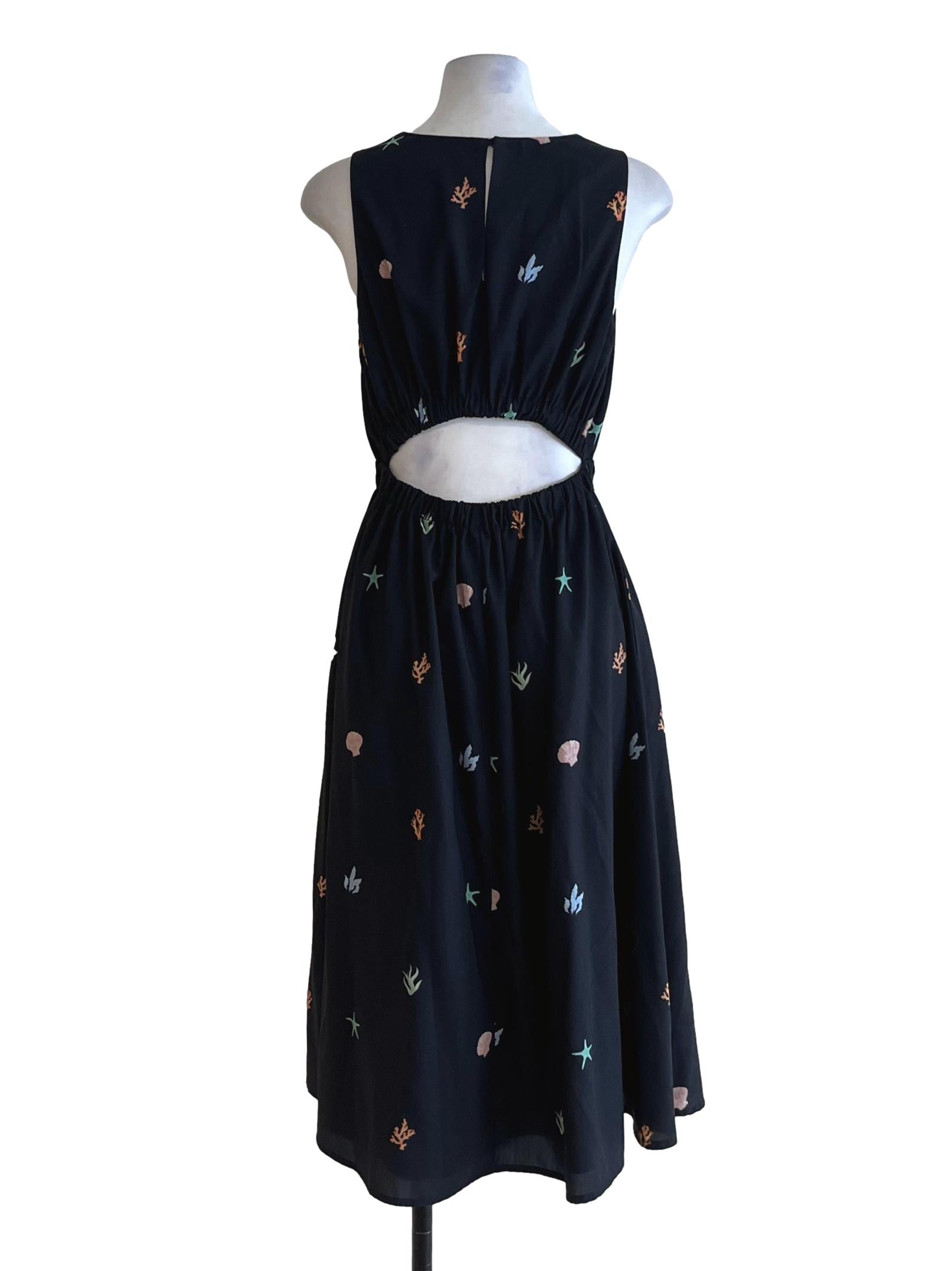 Black Jewel Neckline A-Line Dress LB