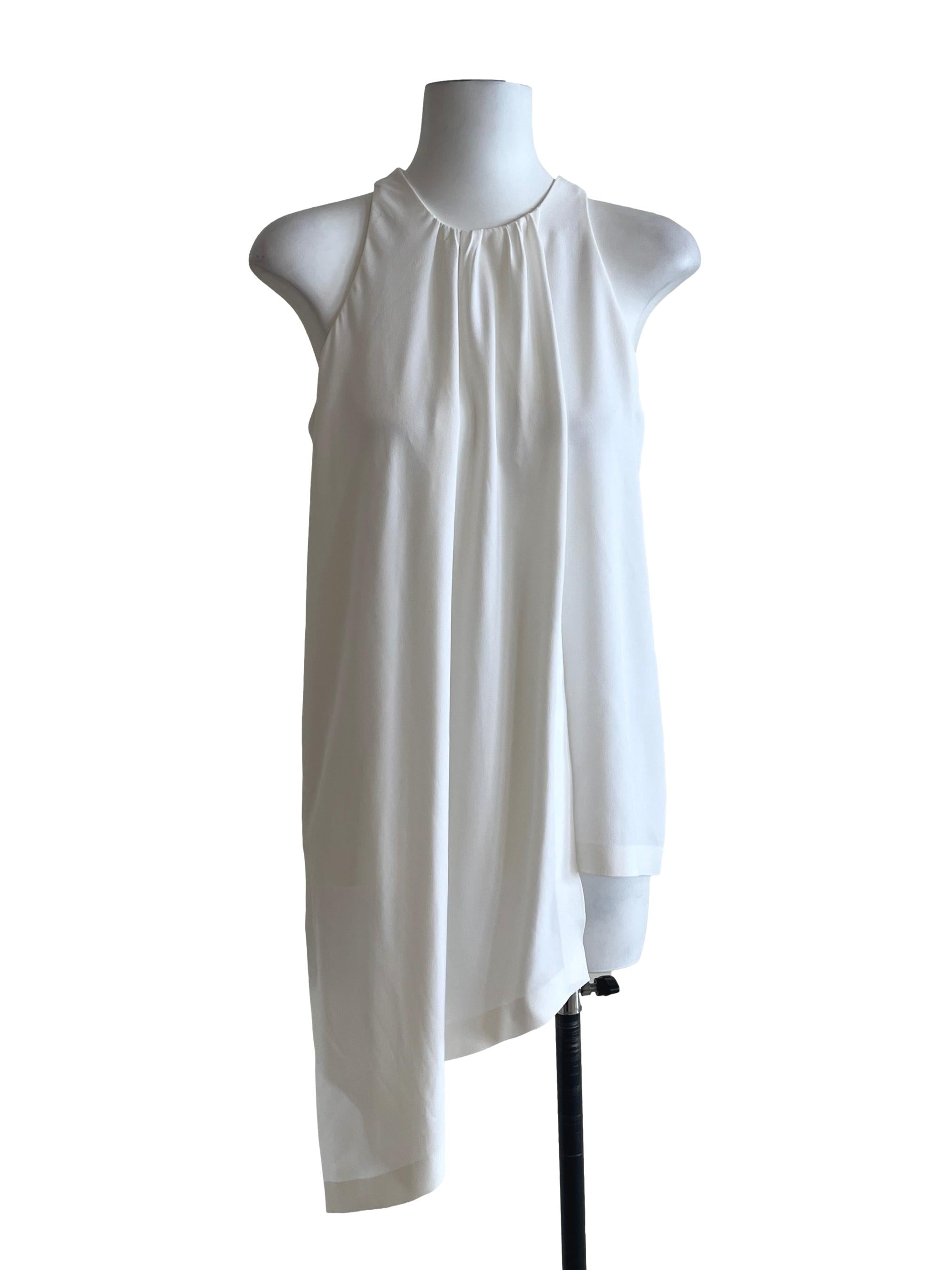 Chiffon White Halter Sleeveless Top