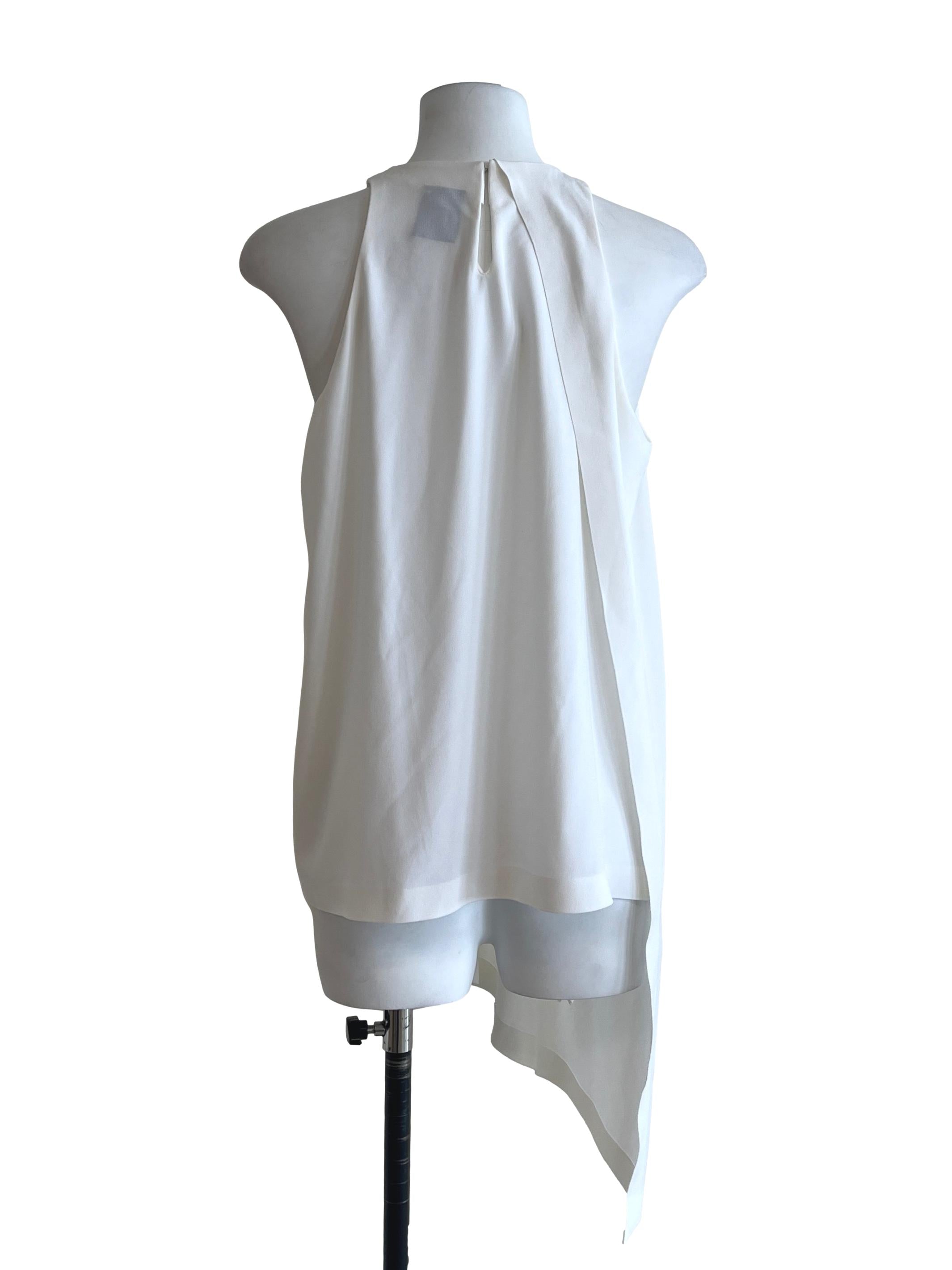 Chiffon White Halter Sleeveless Top