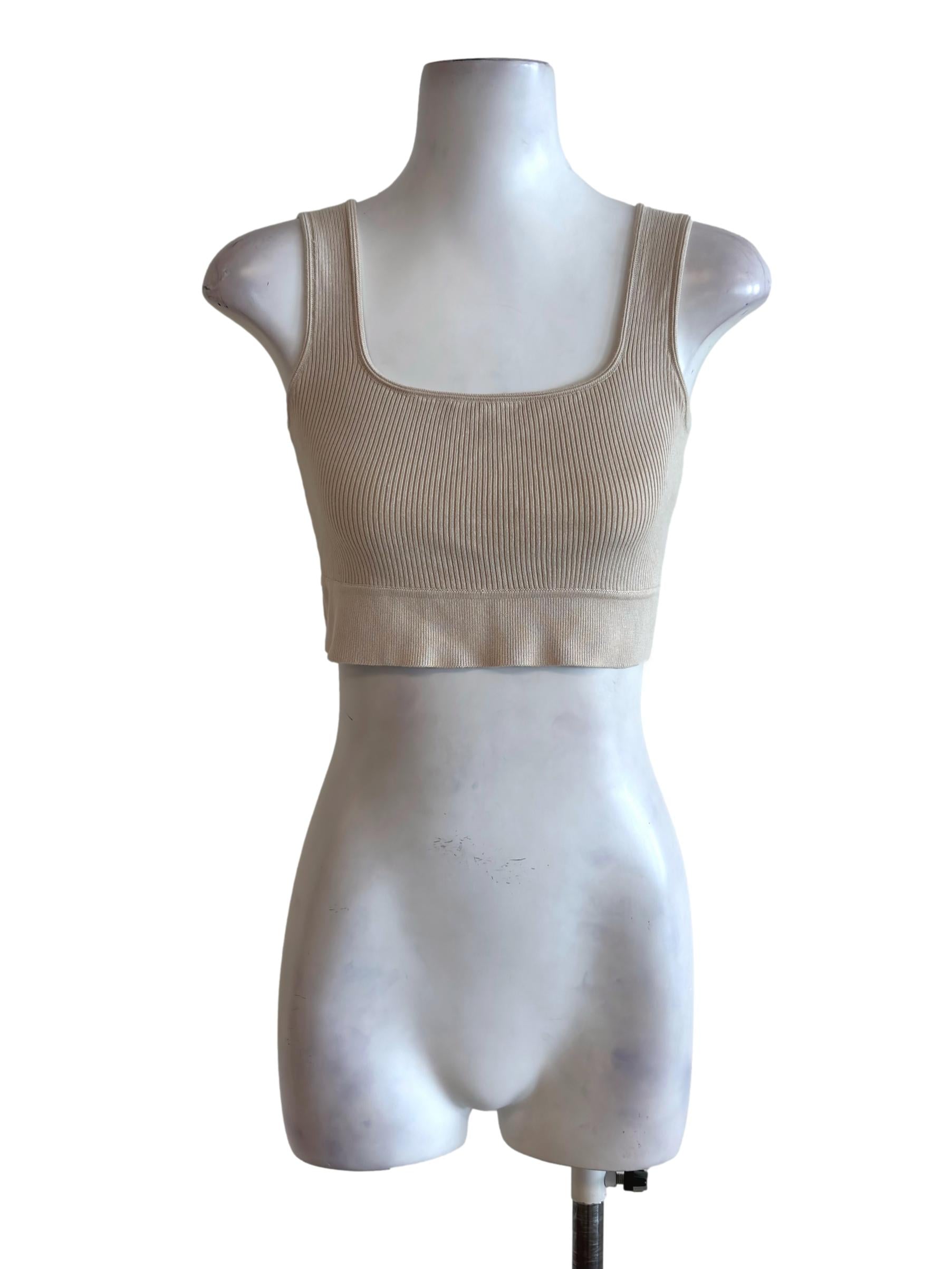 Light Beige Square Neck Cropped Top