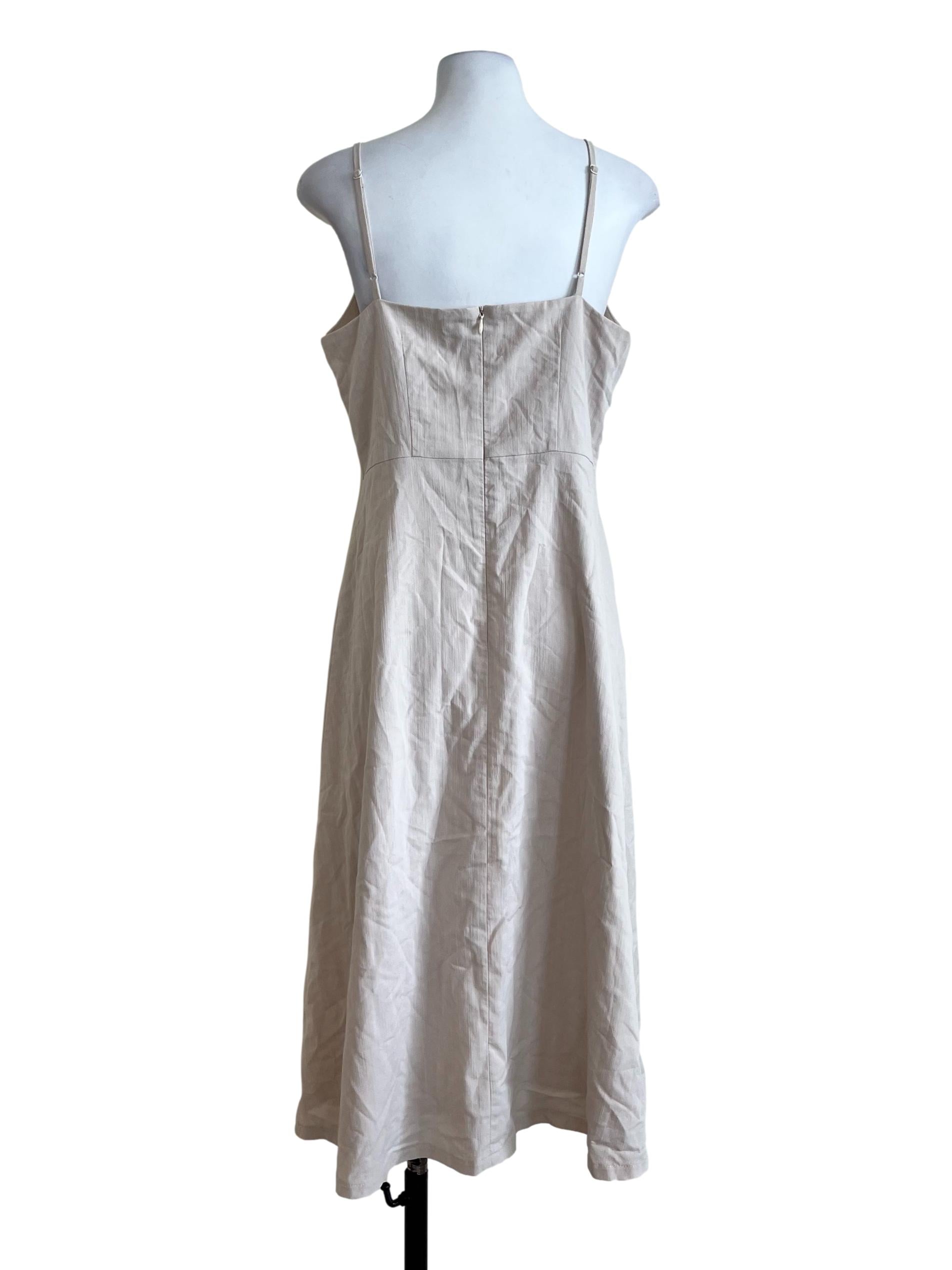 Cream Plain Sleeveless Dress