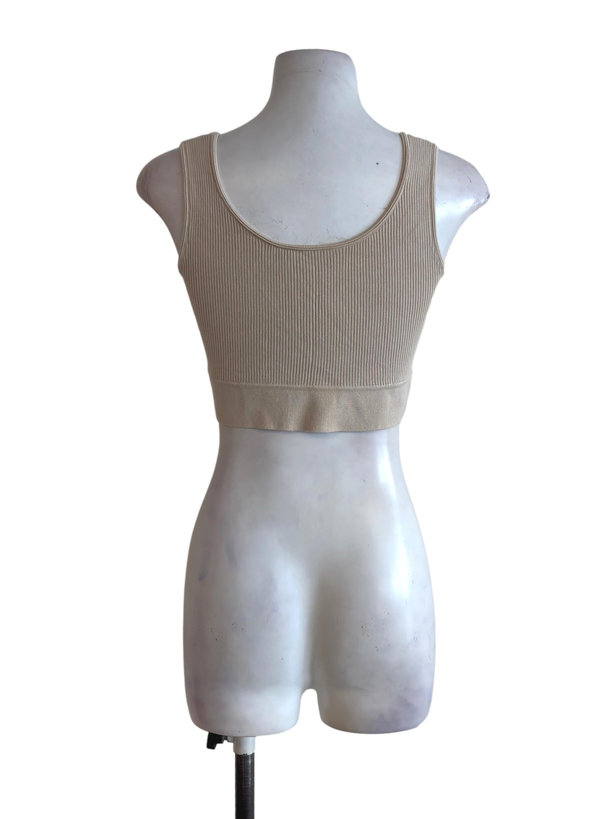 Light Beige Square Neck Cropped Top