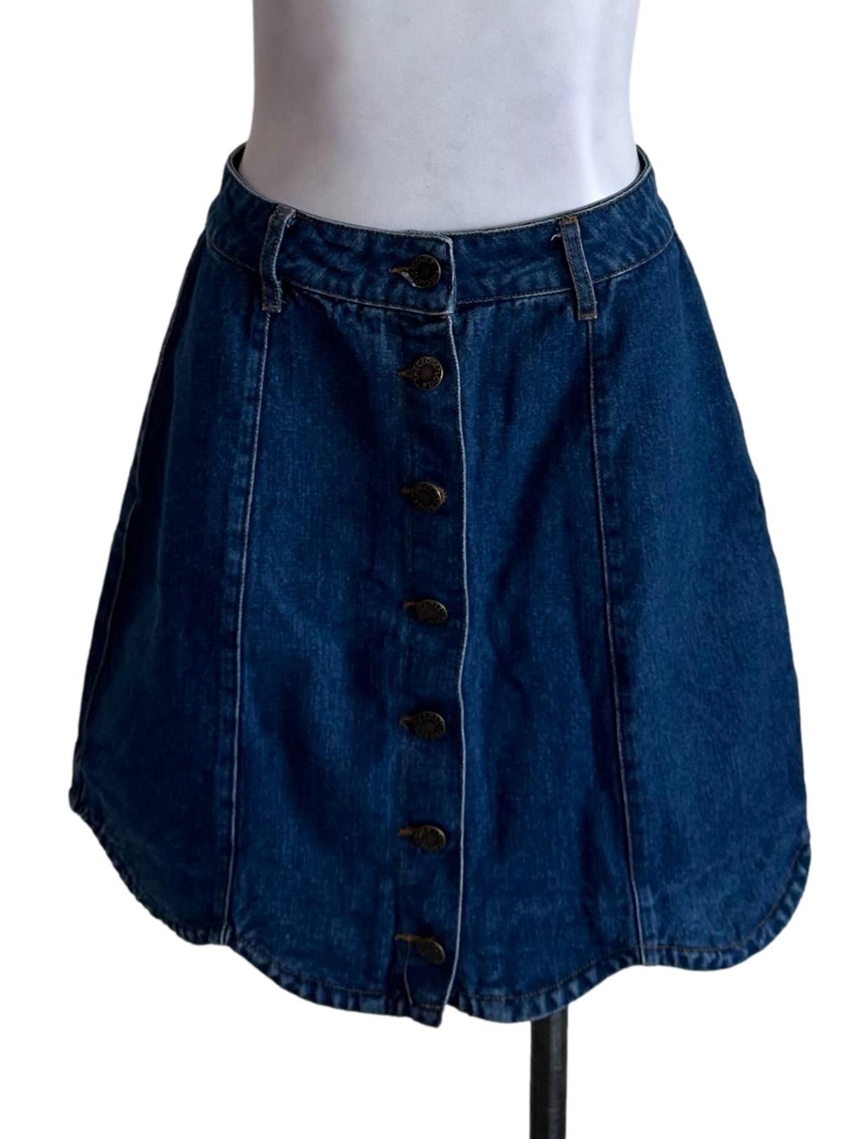 Dark Blue Denim Scallop Skirt