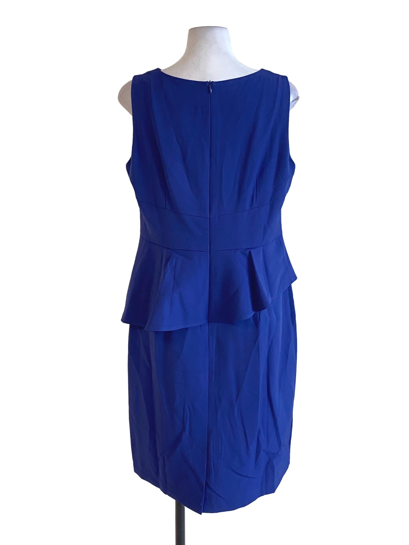 Admiral Blue Round Neck Peplum Dress