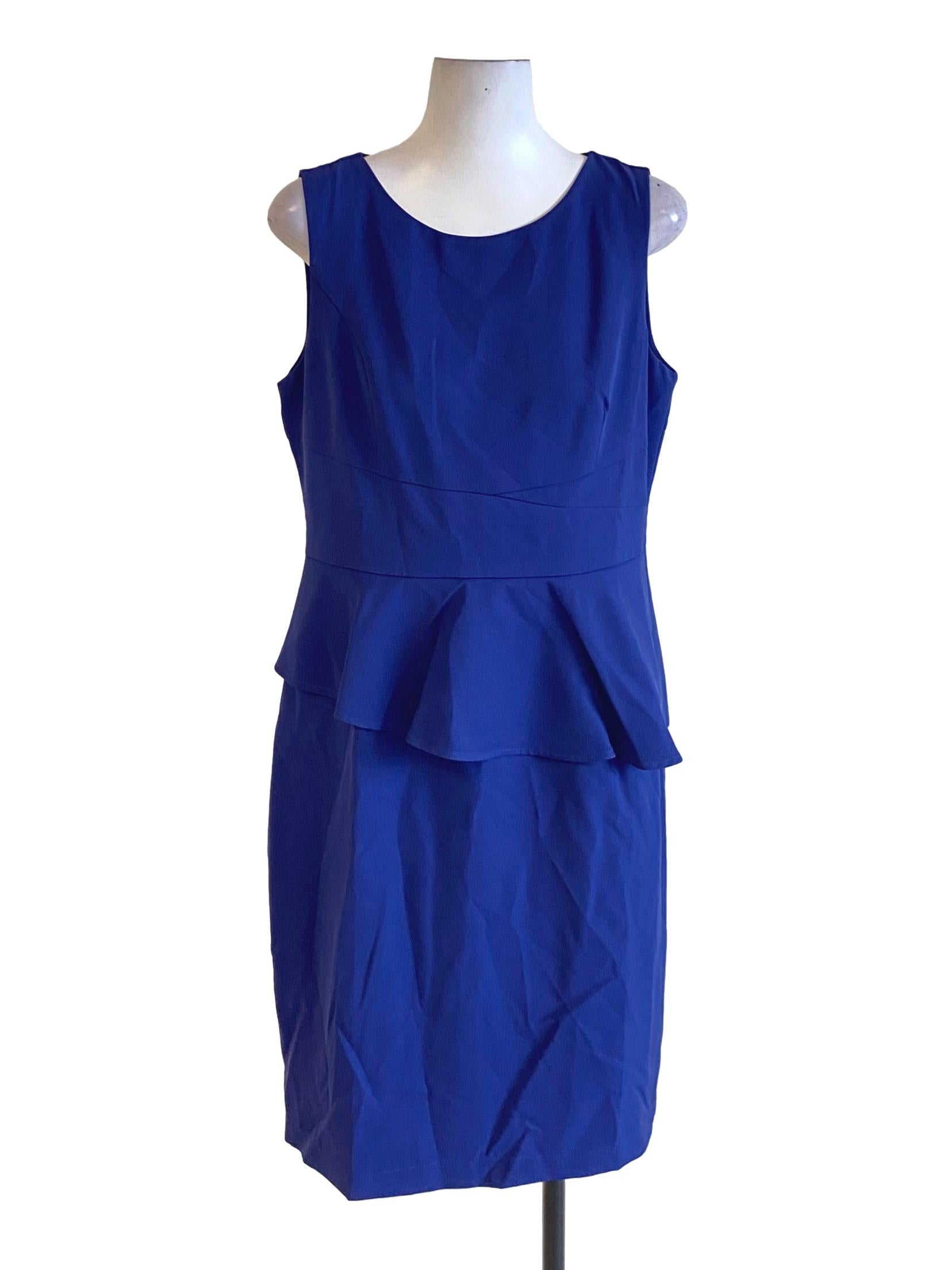 Admiral Blue Round Neck Peplum Dress