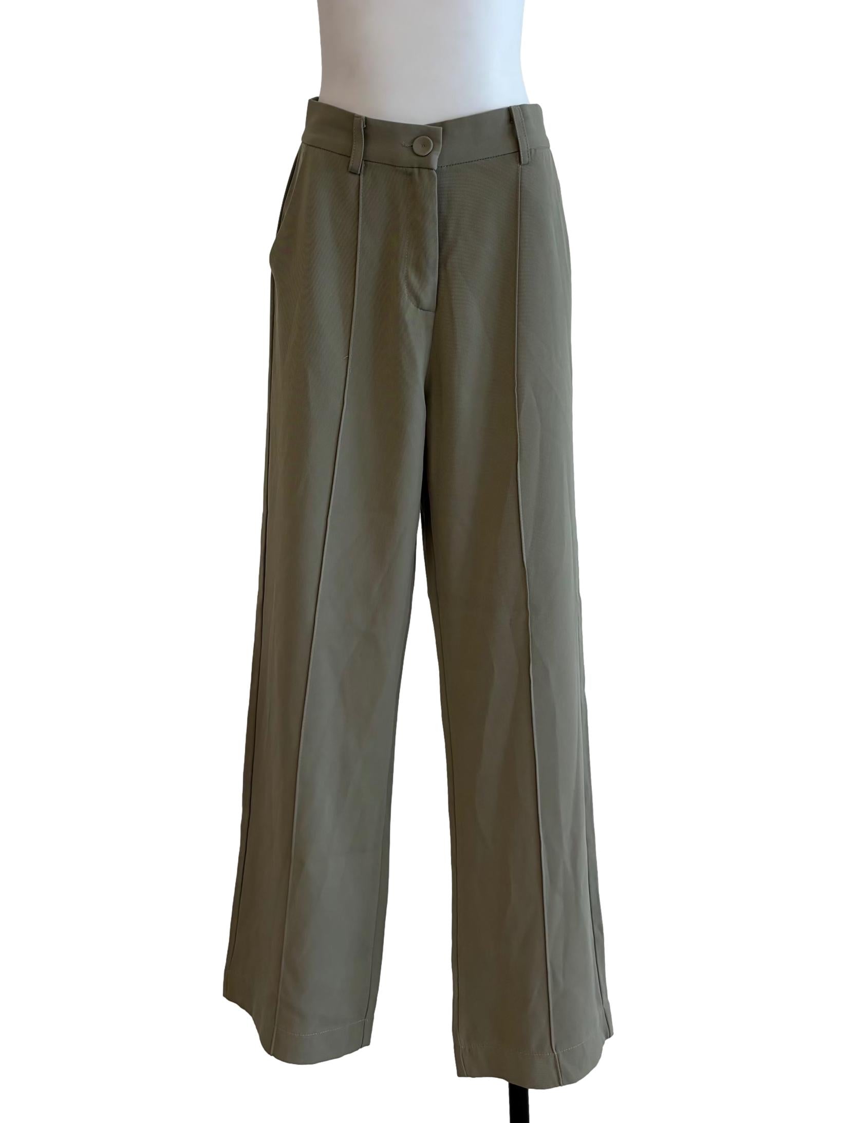 Moss Green Straight Slacks