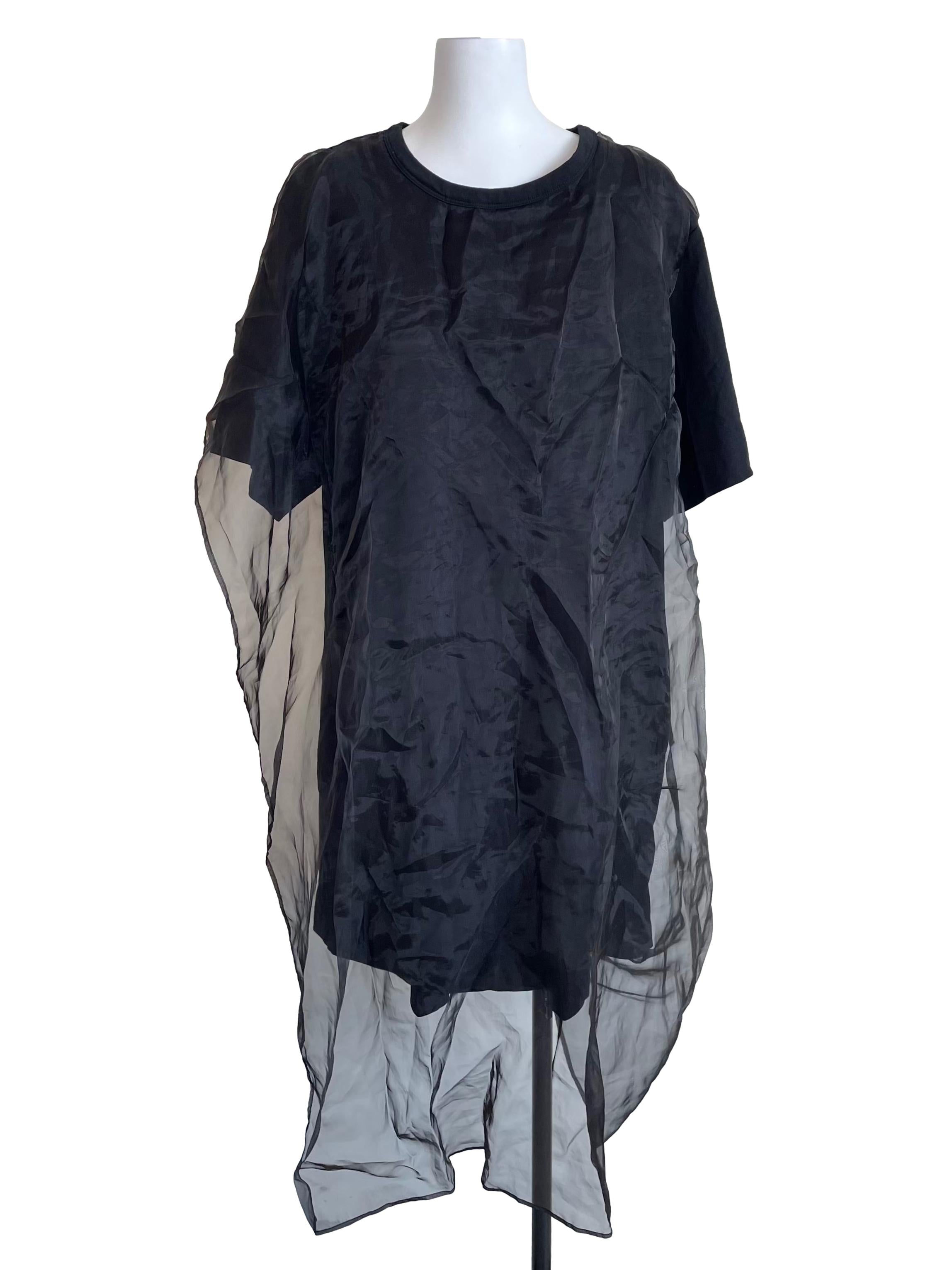 Black Sheer Overlay Tee Dress