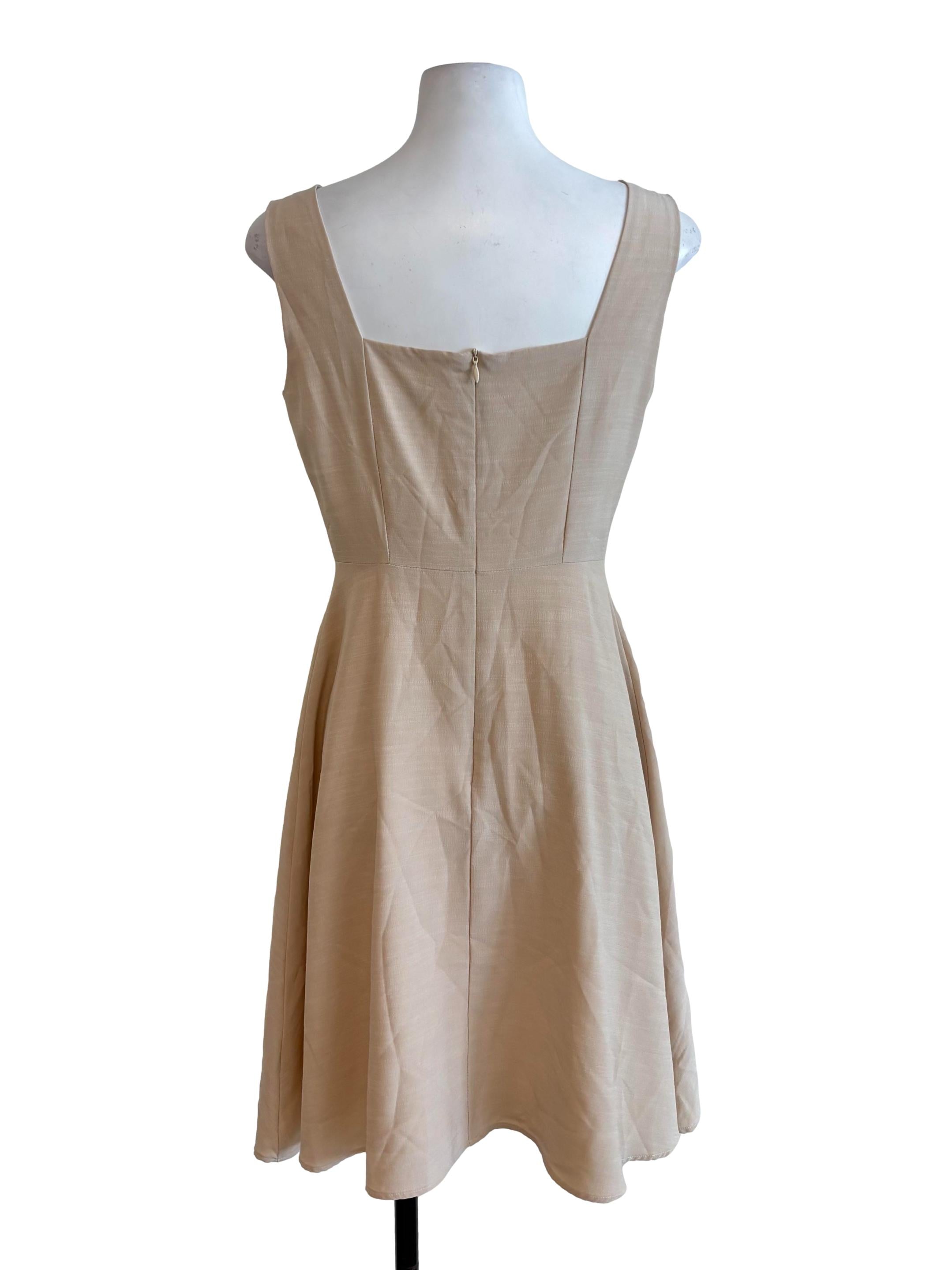 Light Beige Square Neck Apron Dress