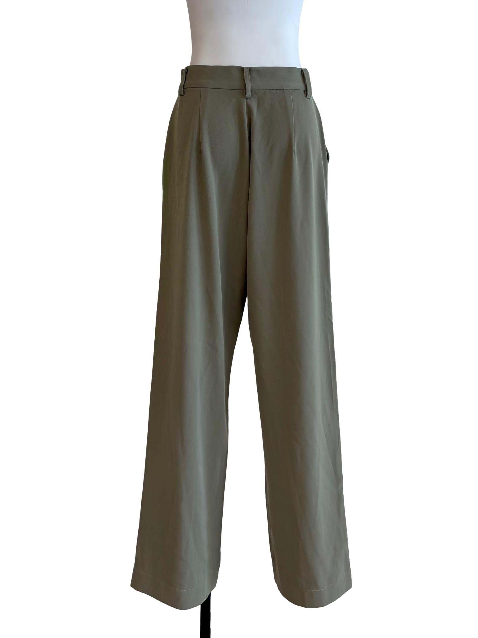 Moss Green Straight Slacks