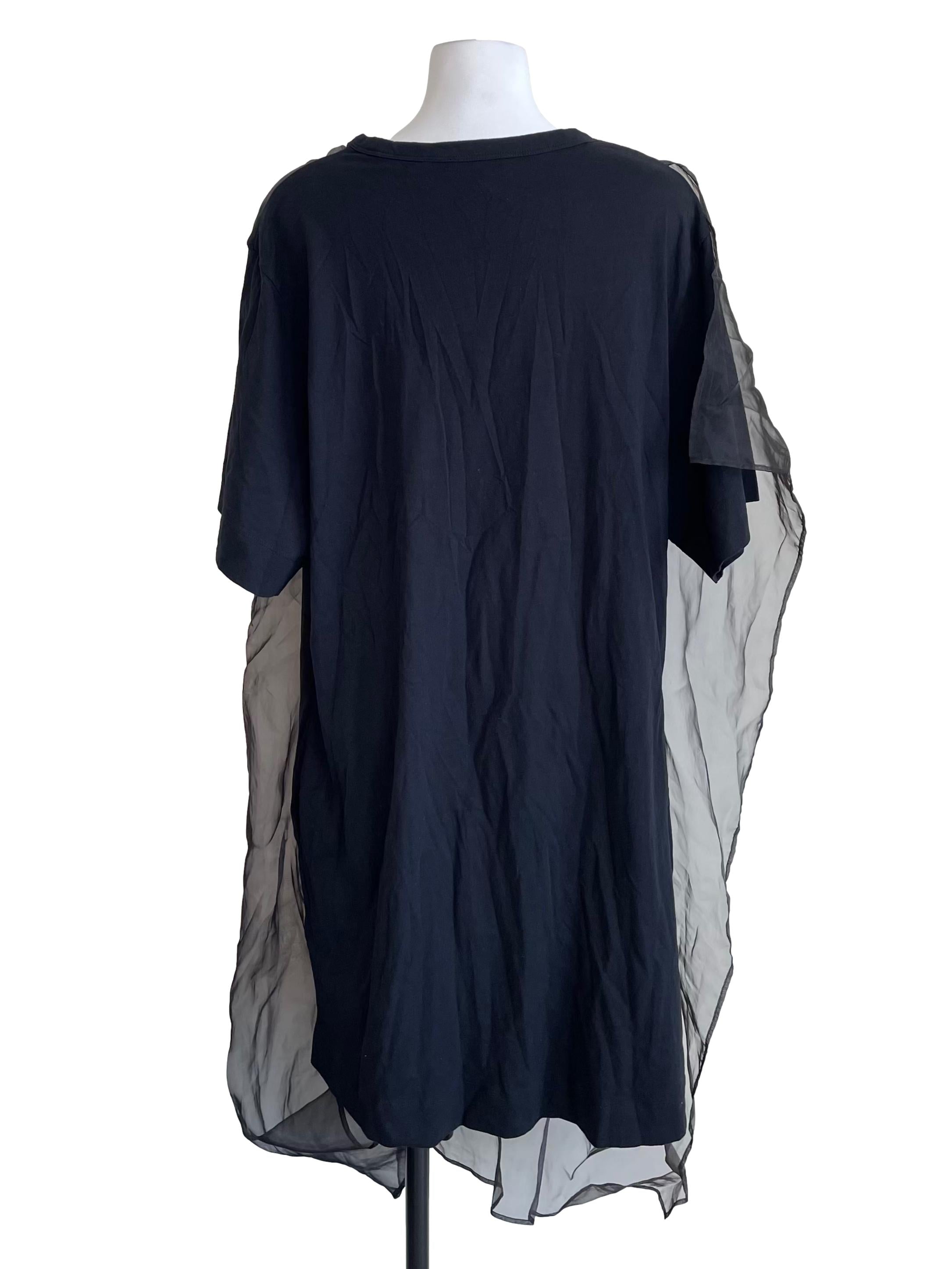 Black Sheer Overlay Tee Dress