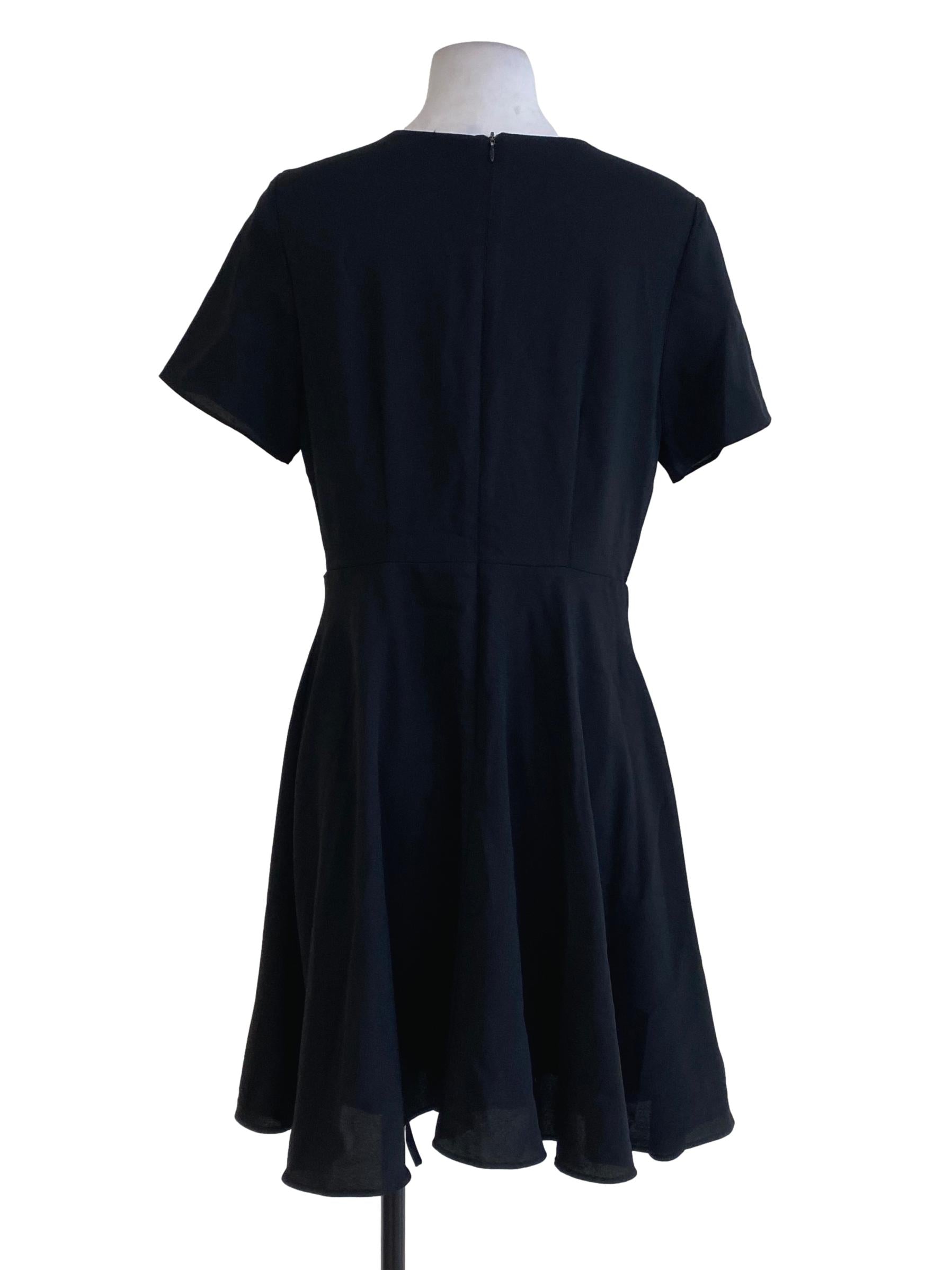 The Stage Walk Black V Neck Wrap Dress | REFASH