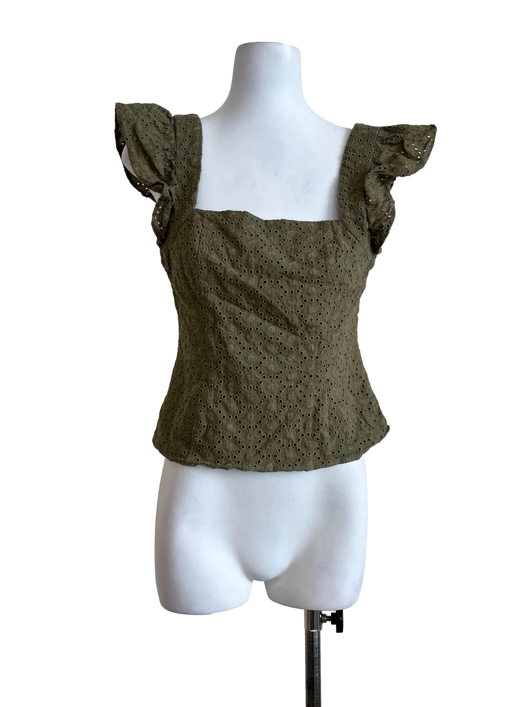 Green Square Neck Lace Dress