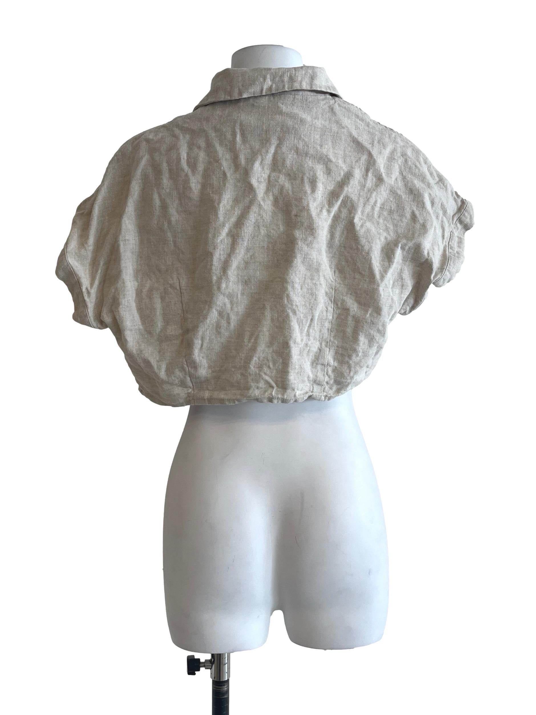Linen Crop Collared Top OSN