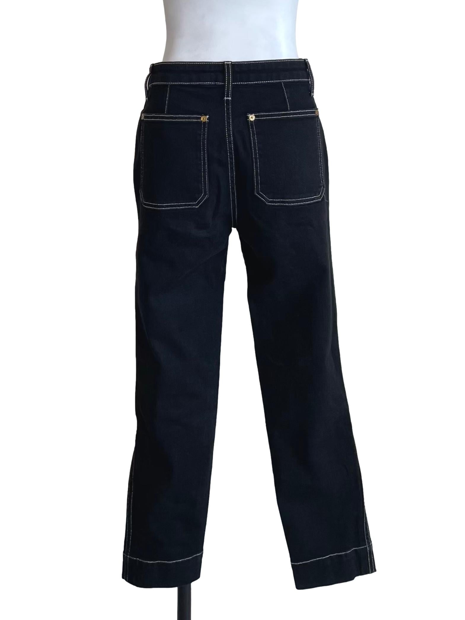 Black Contrast Stitch Cuffed Skinny Jeans