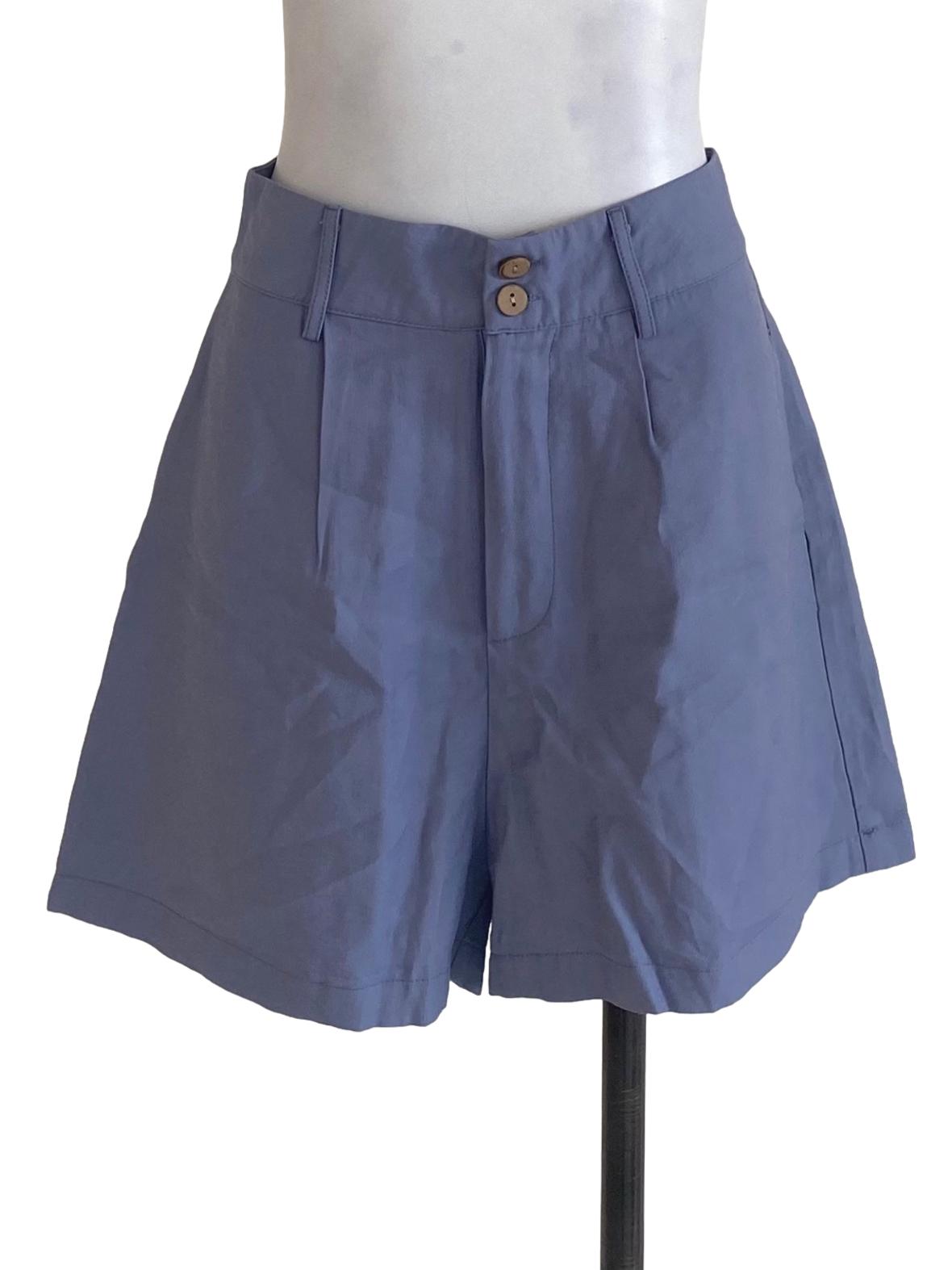 Young Hungry Free Dusty Blue Plain Shorts  | REFASH