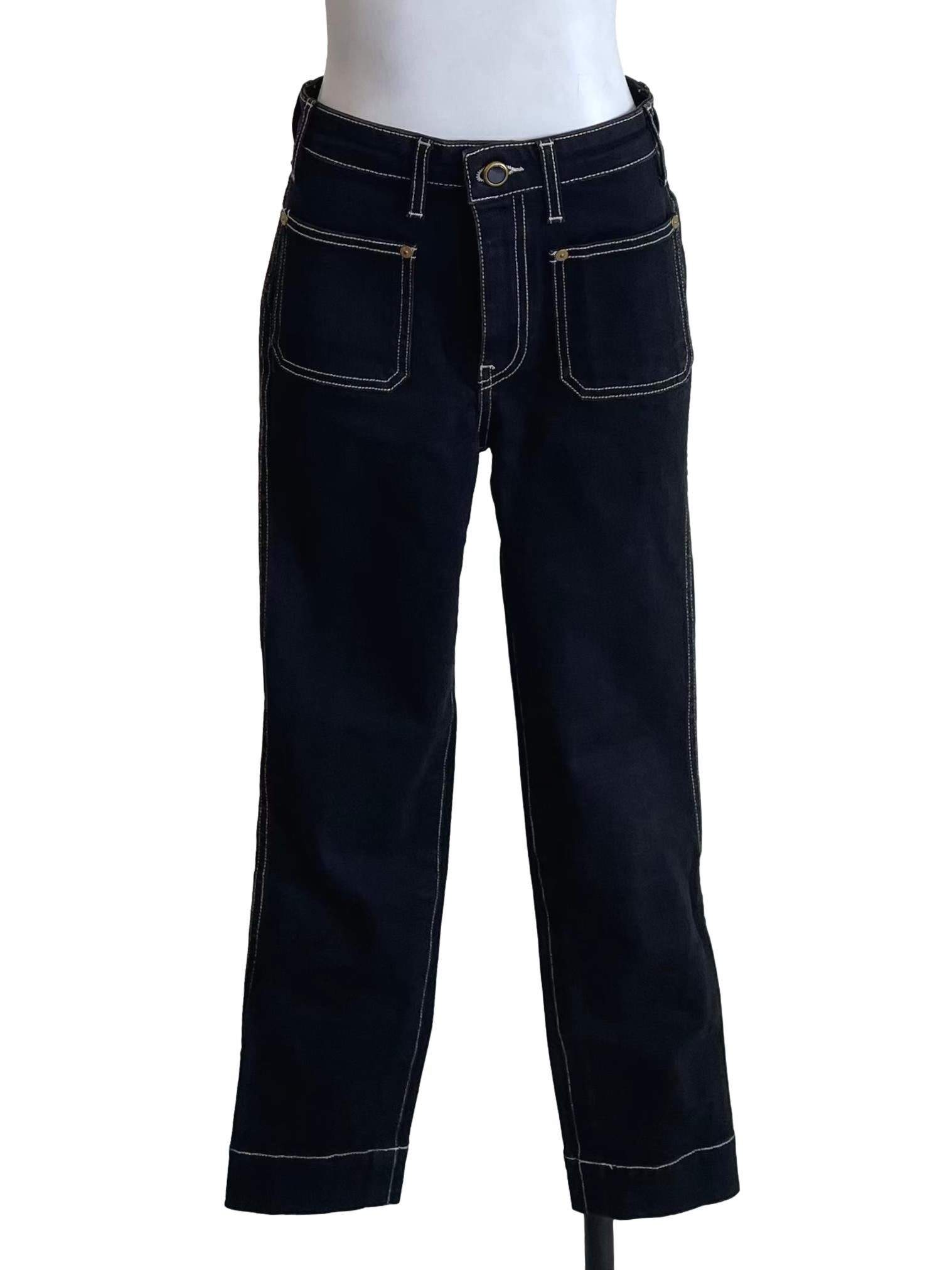 Black Contrast Stitch Cuffed Skinny Jeans