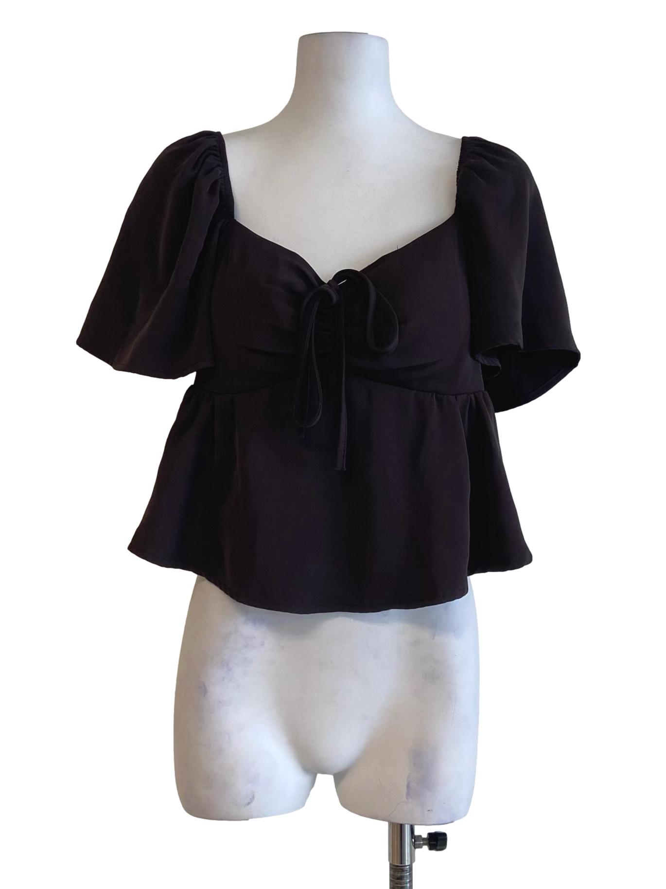 Taupe Brown Square Neck Crop Top