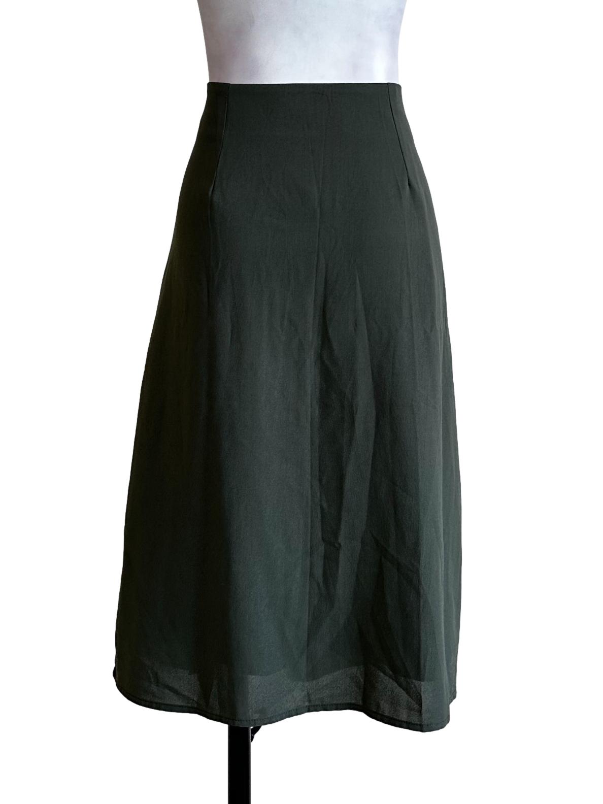 Pickle Green Plain Button Skirt