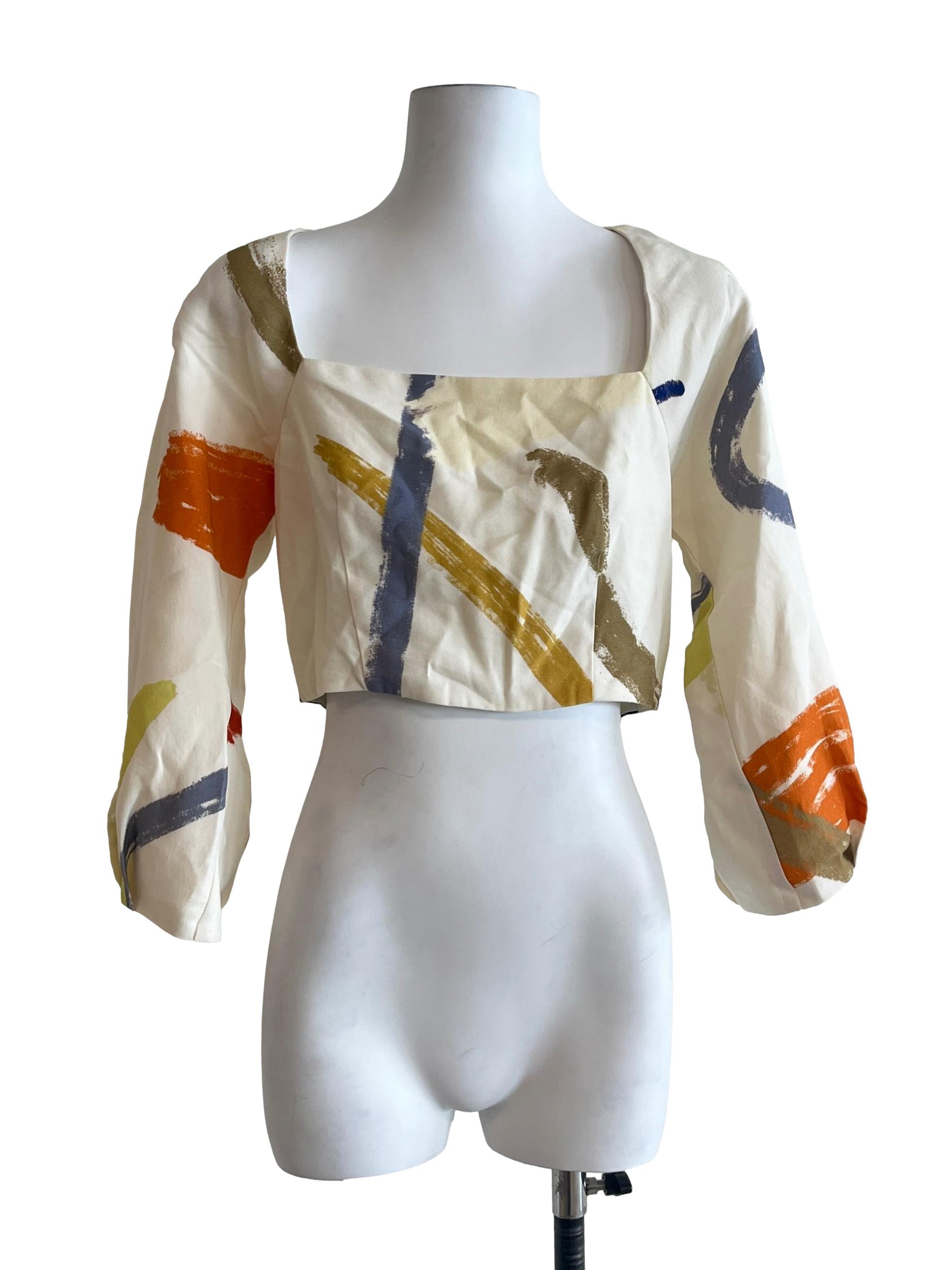 Cream Courtyard Straight-Neck Blouse OSN
